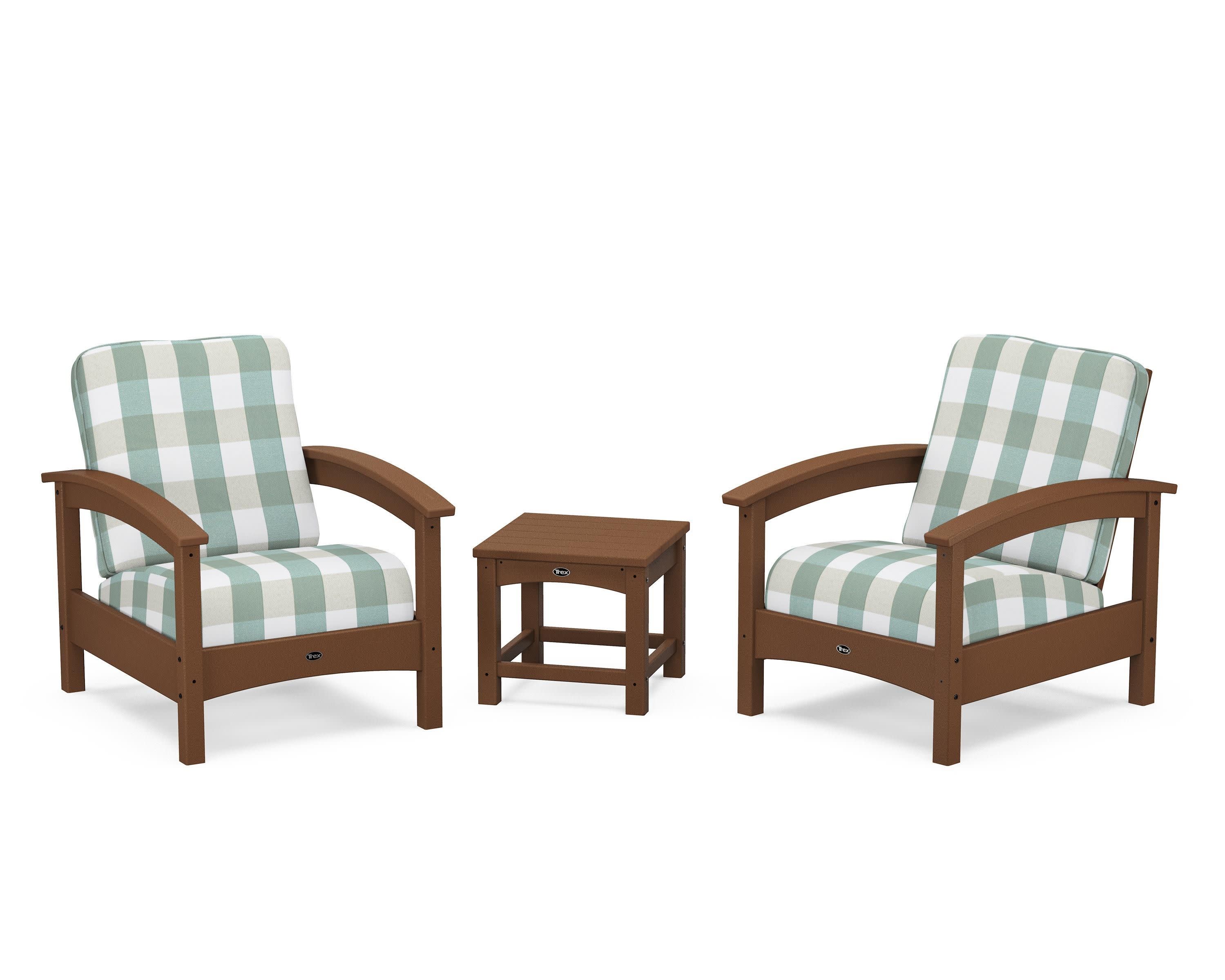 Rockport Club 3-Piece Deep Seating Conversation Set in Tree House / Buffalo Plaid Glacier Spa