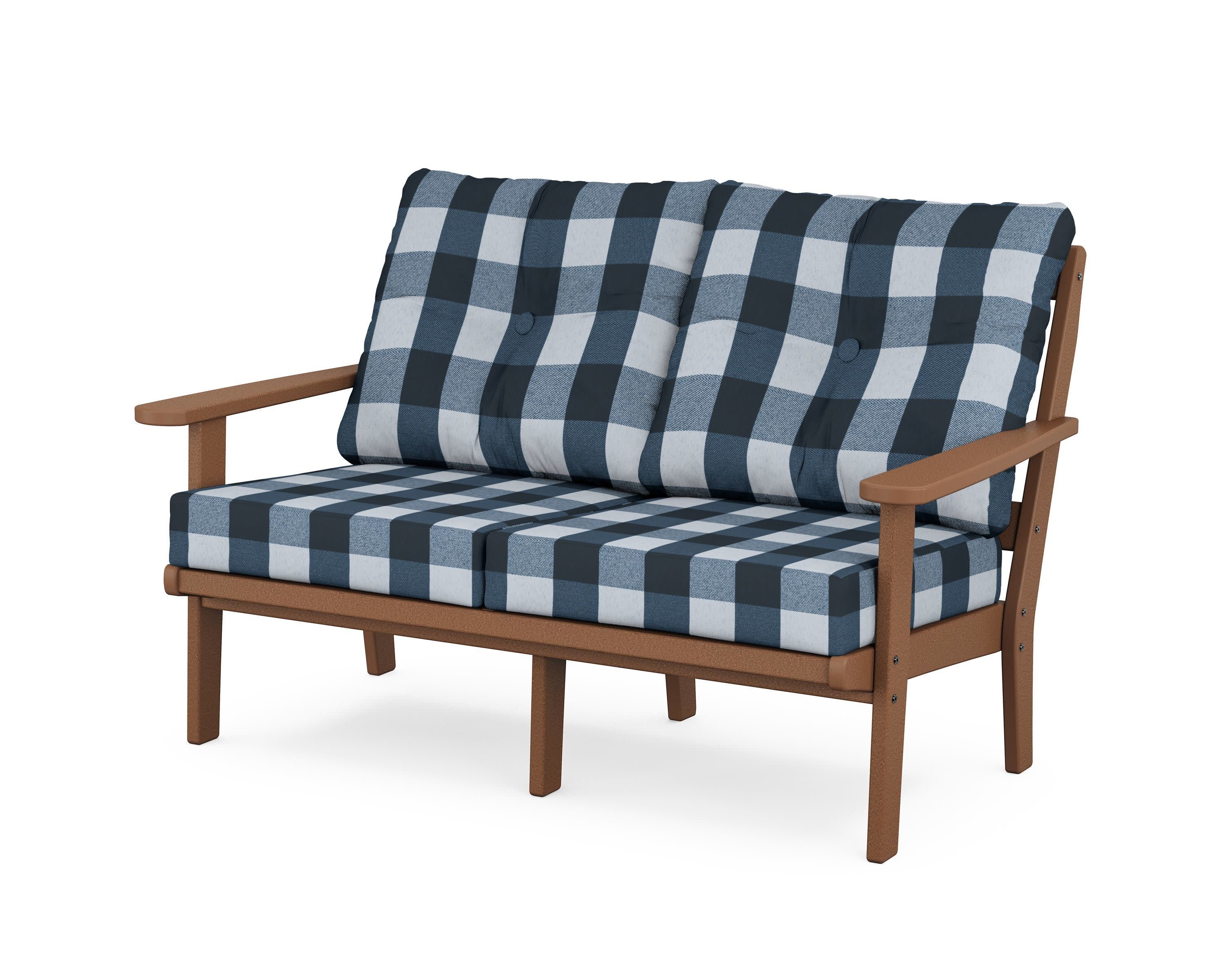 Cape Cod Deep Seating Loveseat in Tree House / Buffalo Plaid Marine Indigo