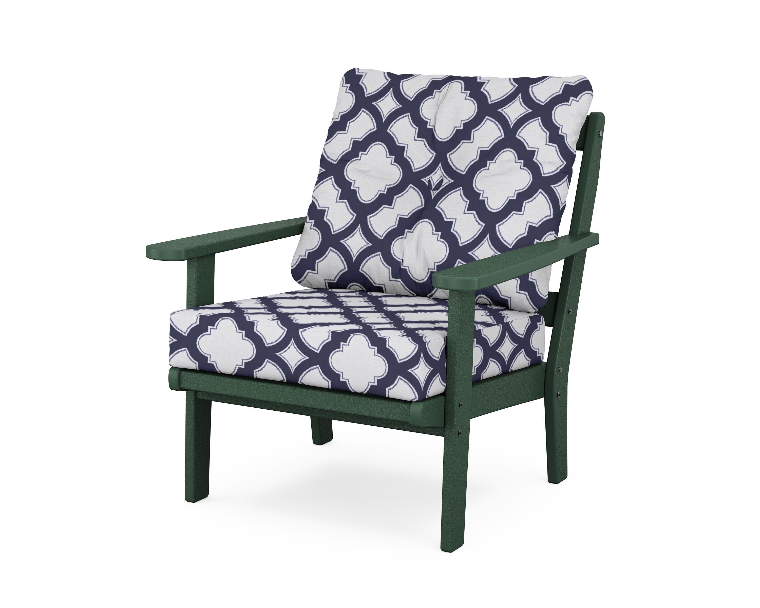 Cape Cod Deep Seating Chair in Rainforest Canopy / Trellis Navy