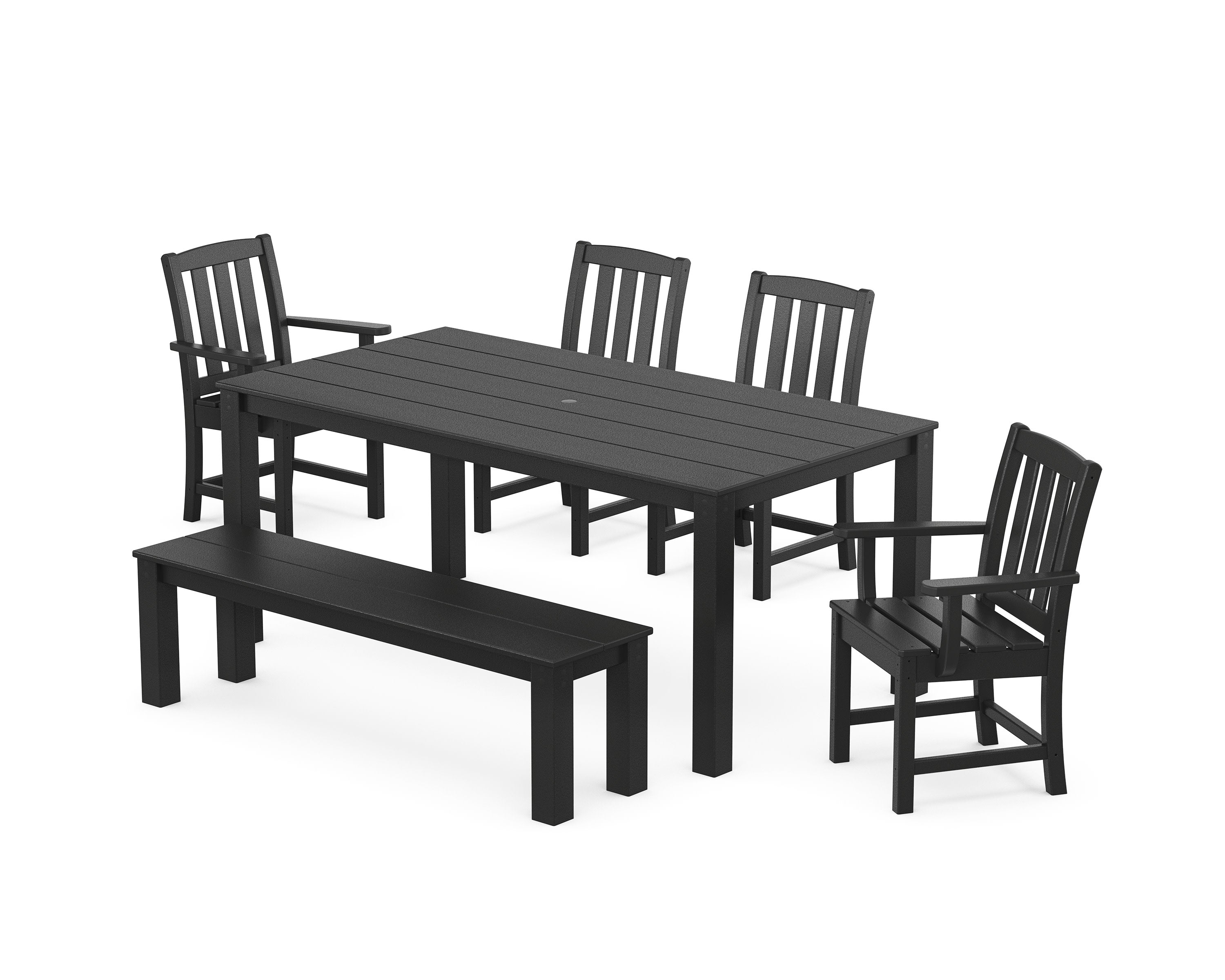 Cape Cod 6-Piece Parsons Dining Set with Bench in Charcoal Black