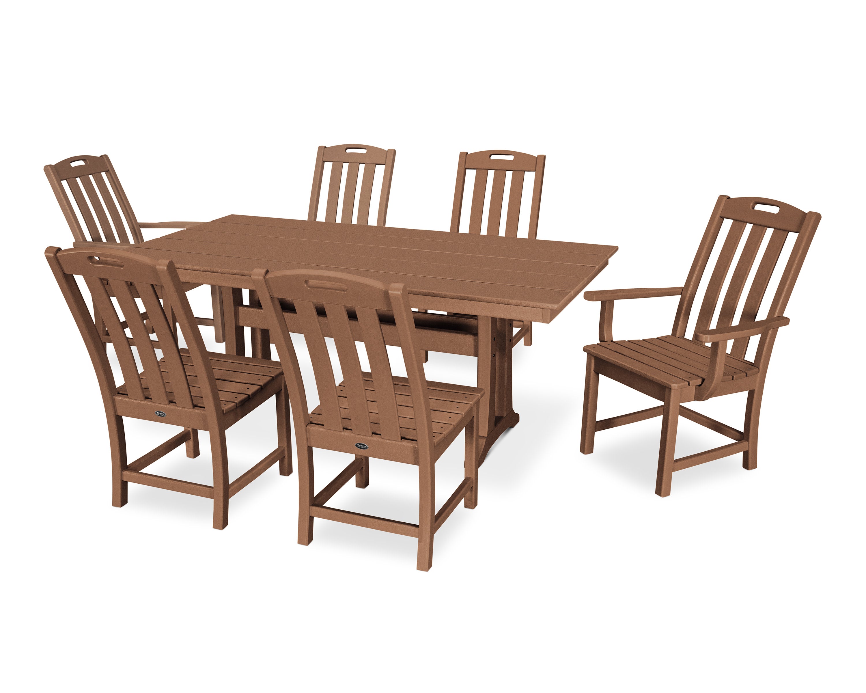 Yacht Club 7-Piece Farmhouse Trestle Dining Set in Tree House