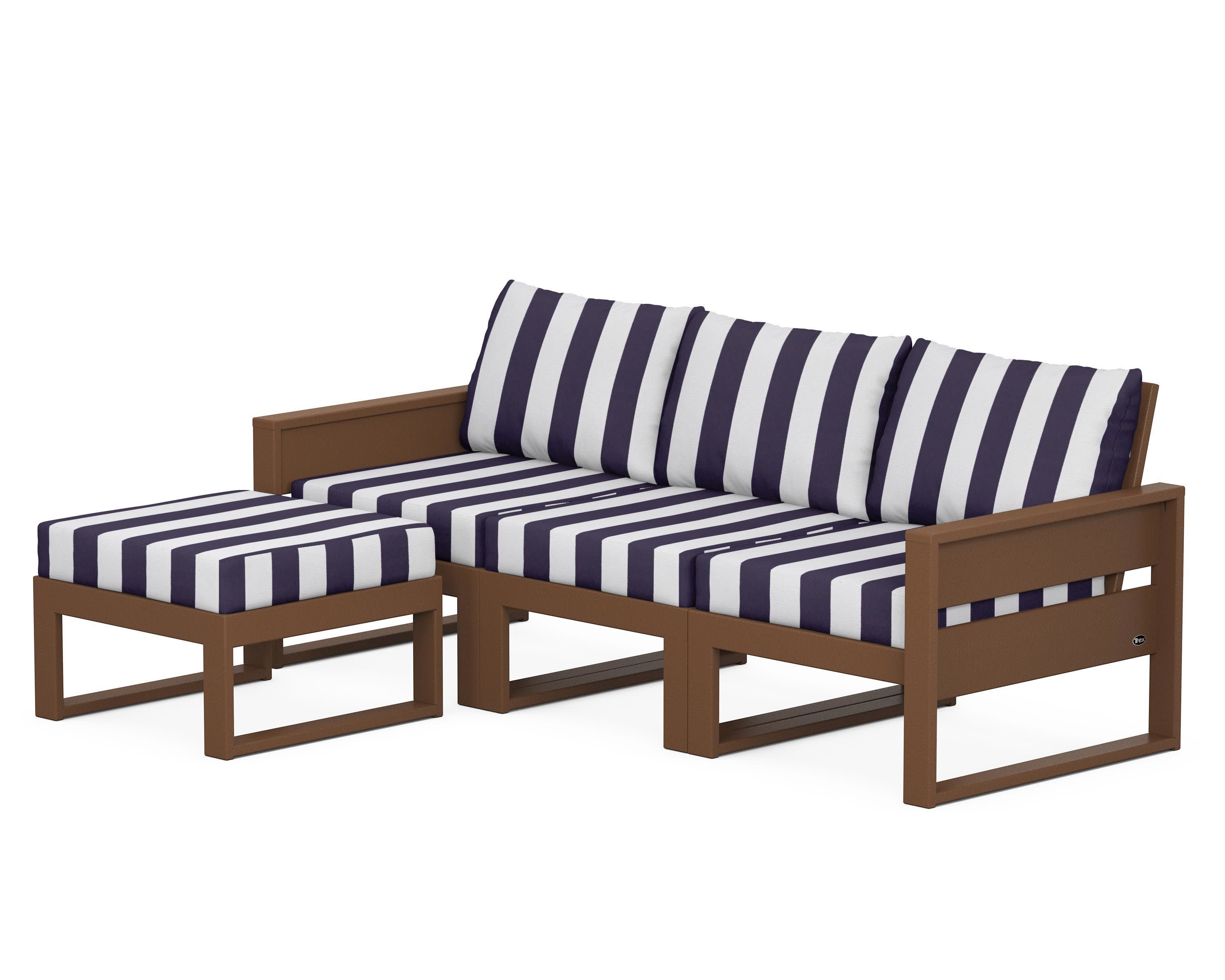 Eastport 4- Piece Sectional with Ottoman in Tree House / Cabana Stripe Navy