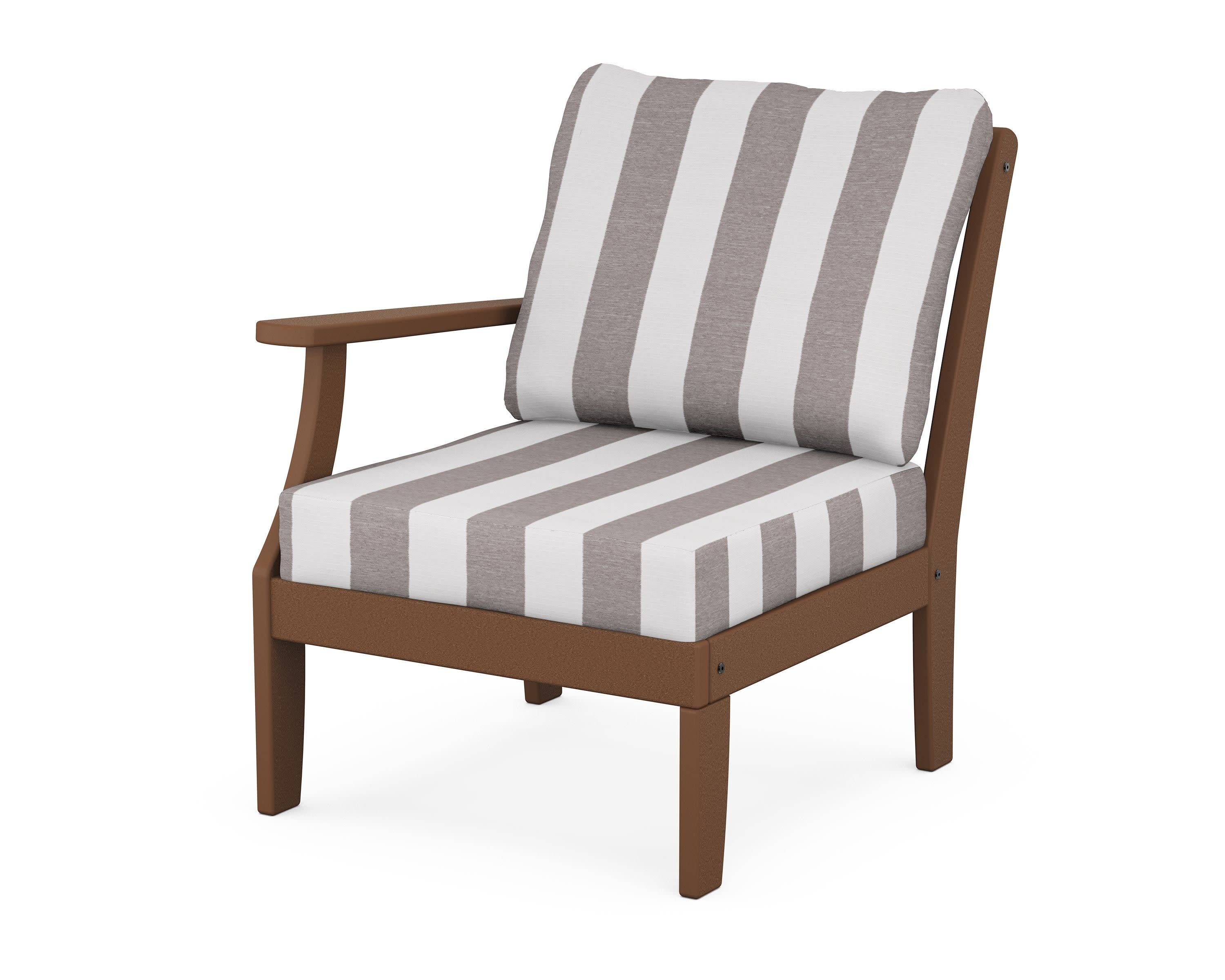 Yacht Club Modular Left Arm Chair in Tree House / Cabana Stripe Grey Mist