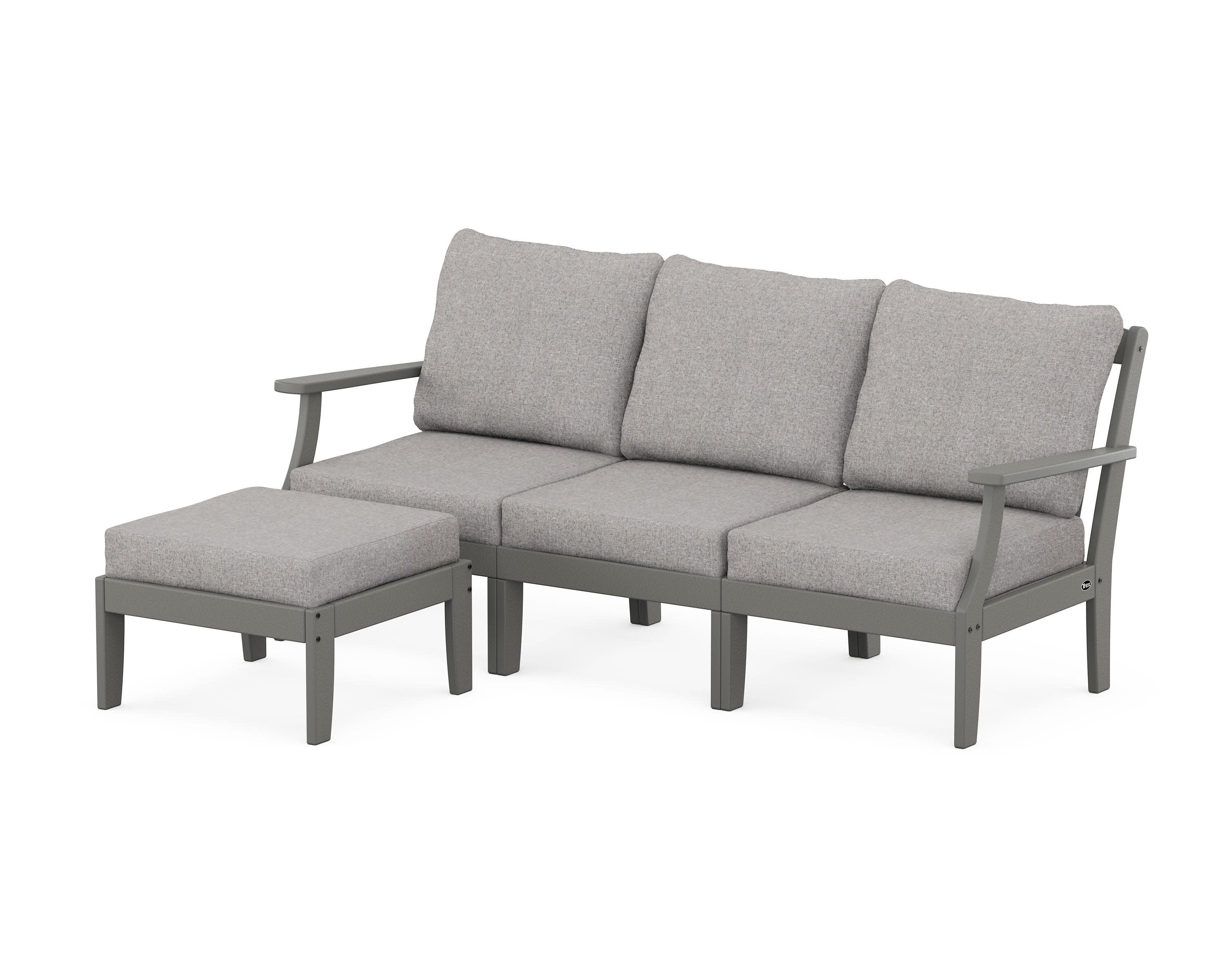 Yacht Club Modular 4-Piece Deep Seating Set with Ottoman in Stepping Stone / Grey Mist