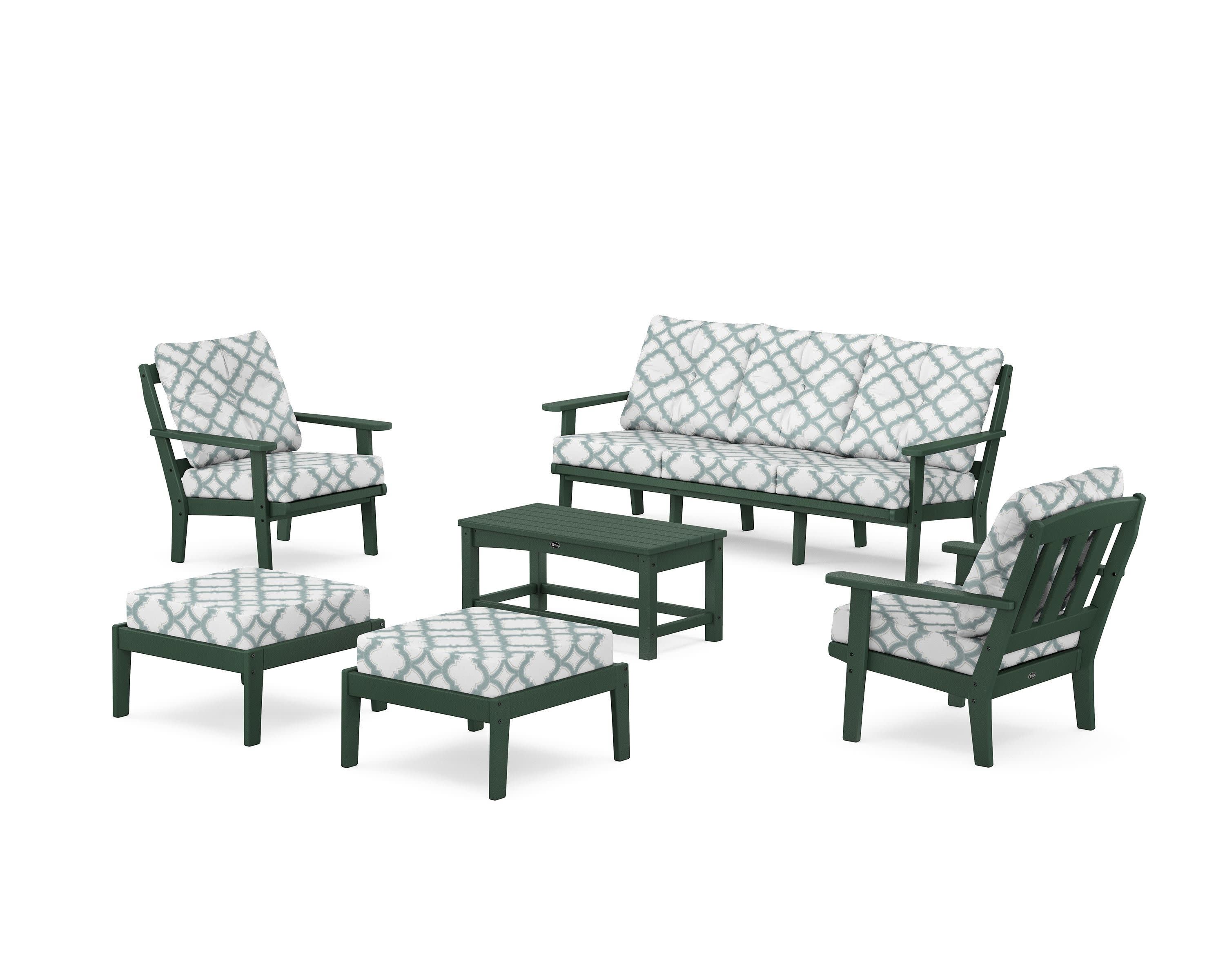 Cape Cod 6-Piece Lounge Sofa Set in Rainforest Canopy / Trellis Glacier Spa