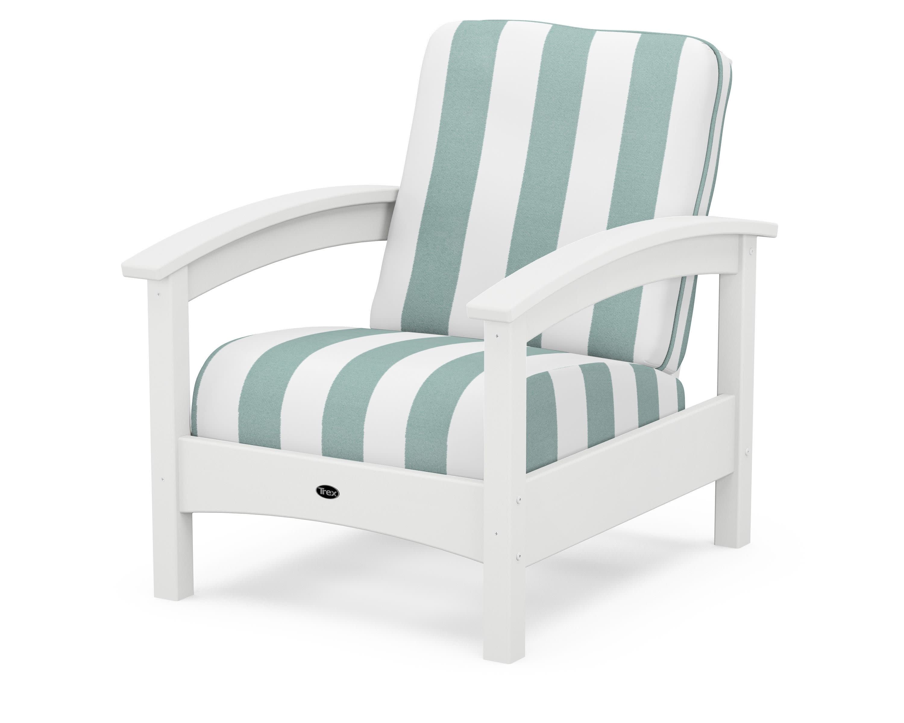 Rockport Club Chair in Classic White / Cabana Stripe Glacier Spa