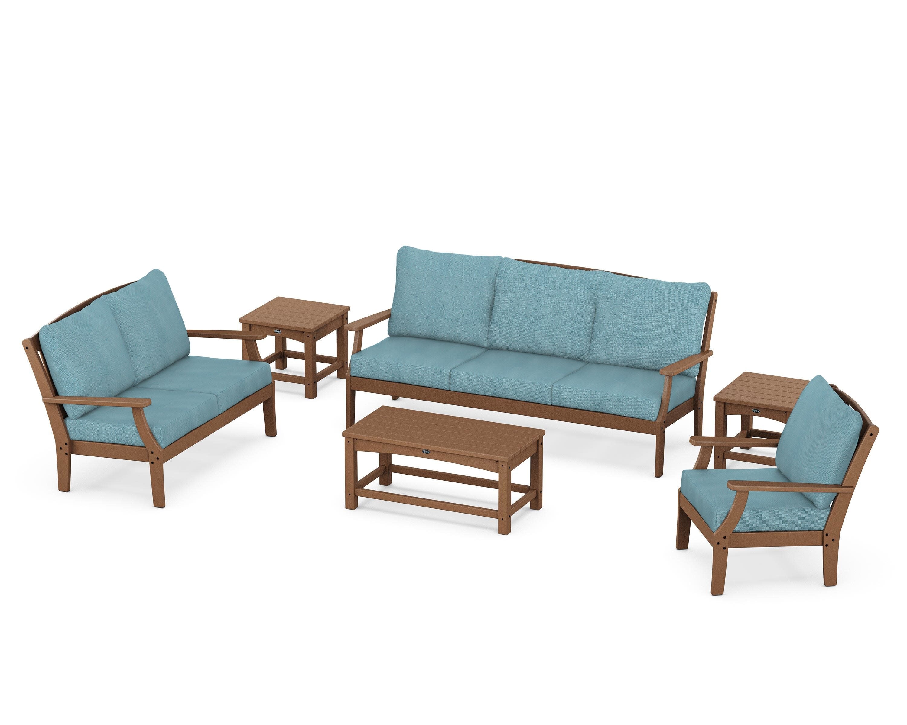 Yacht Club 6-Piece Deep Seating Set in Tree House / Lattice Sky Blue