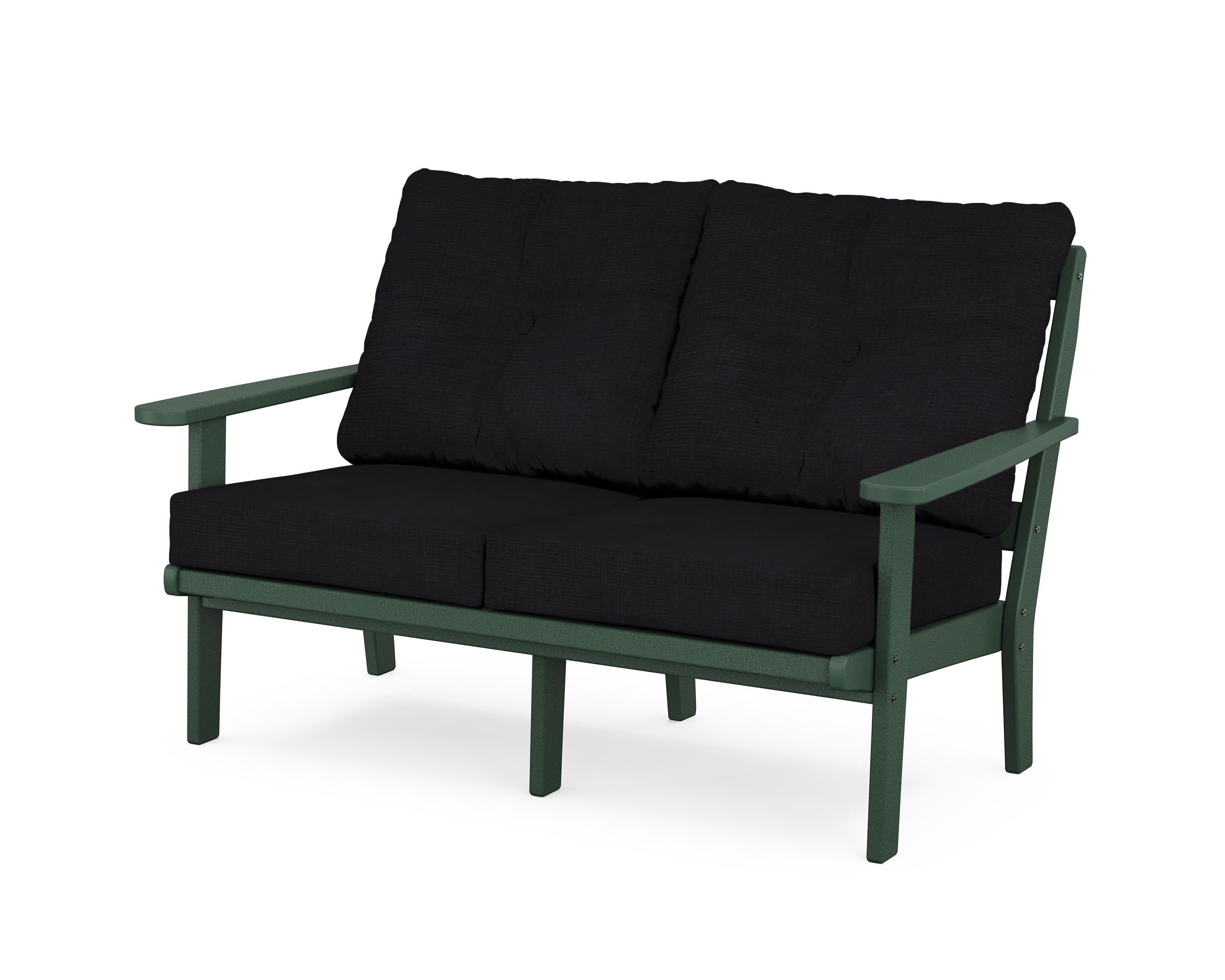 Cape Cod Deep Seating Loveseat in Rainforest Canopy / Midnight Linen