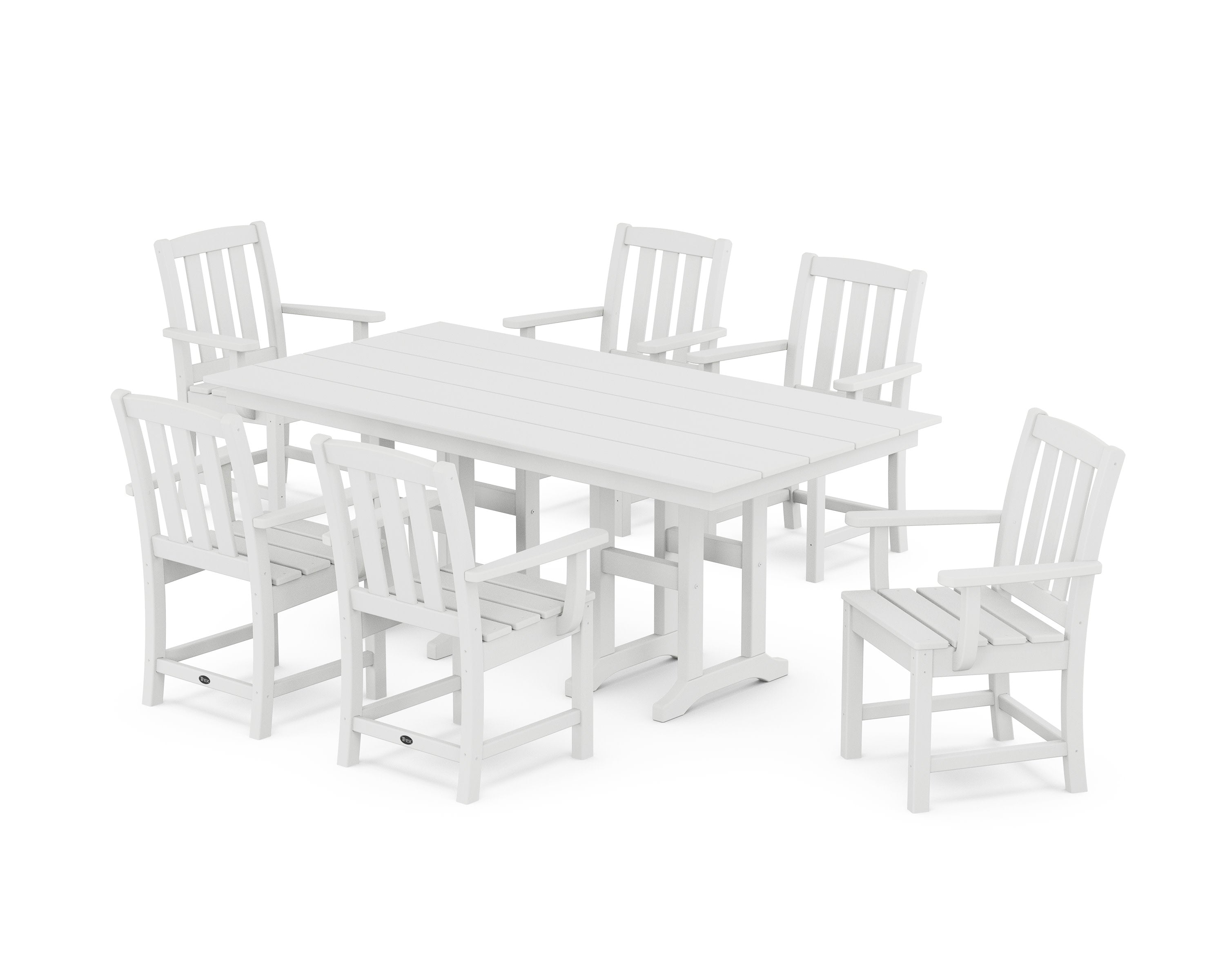 Cape Cod Arm Chair 7-Piece Farmhouse Dining Set in Classic White