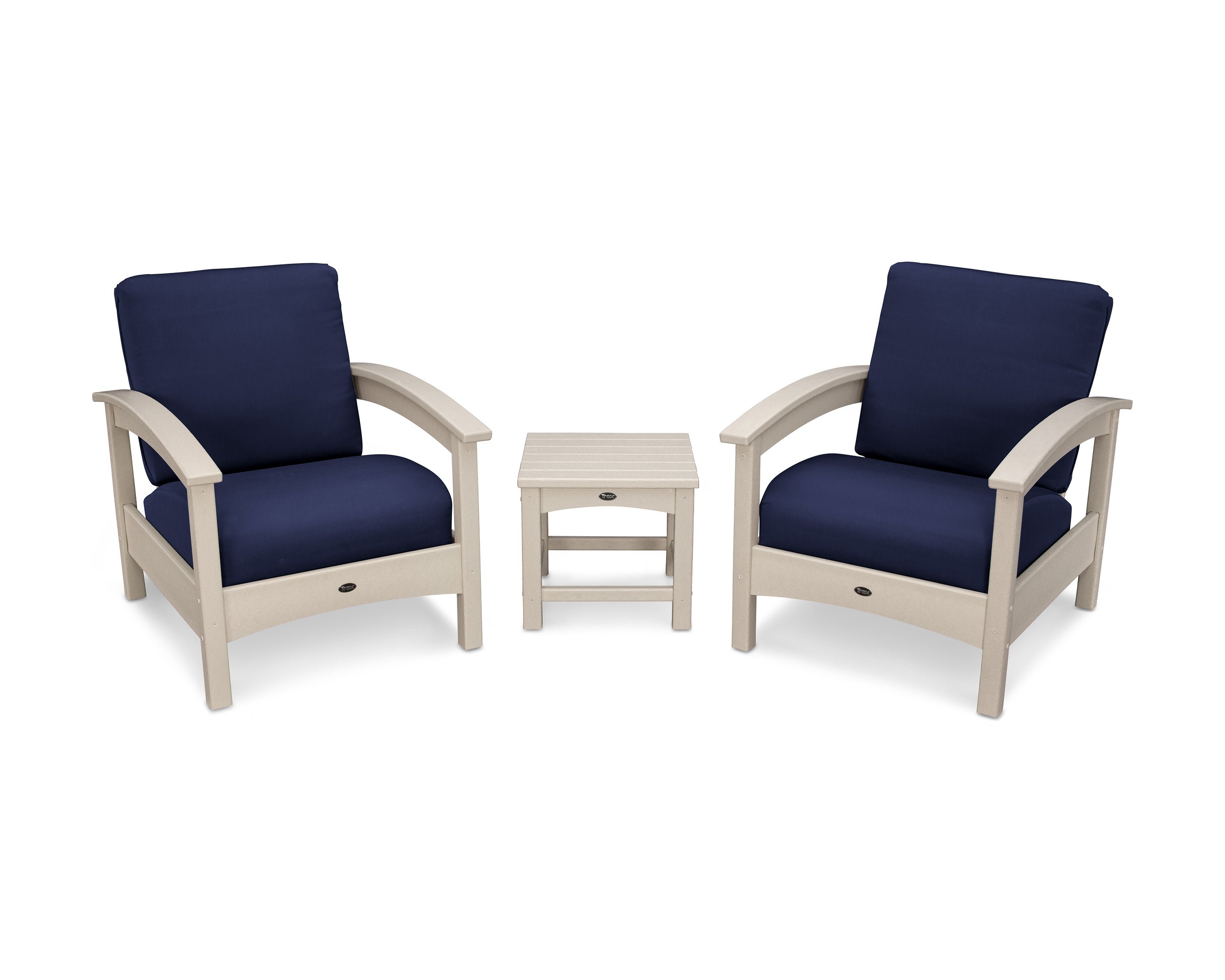 Rockport Club 3-Piece Deep Seating Conversation Set in Sand Castle / Navy