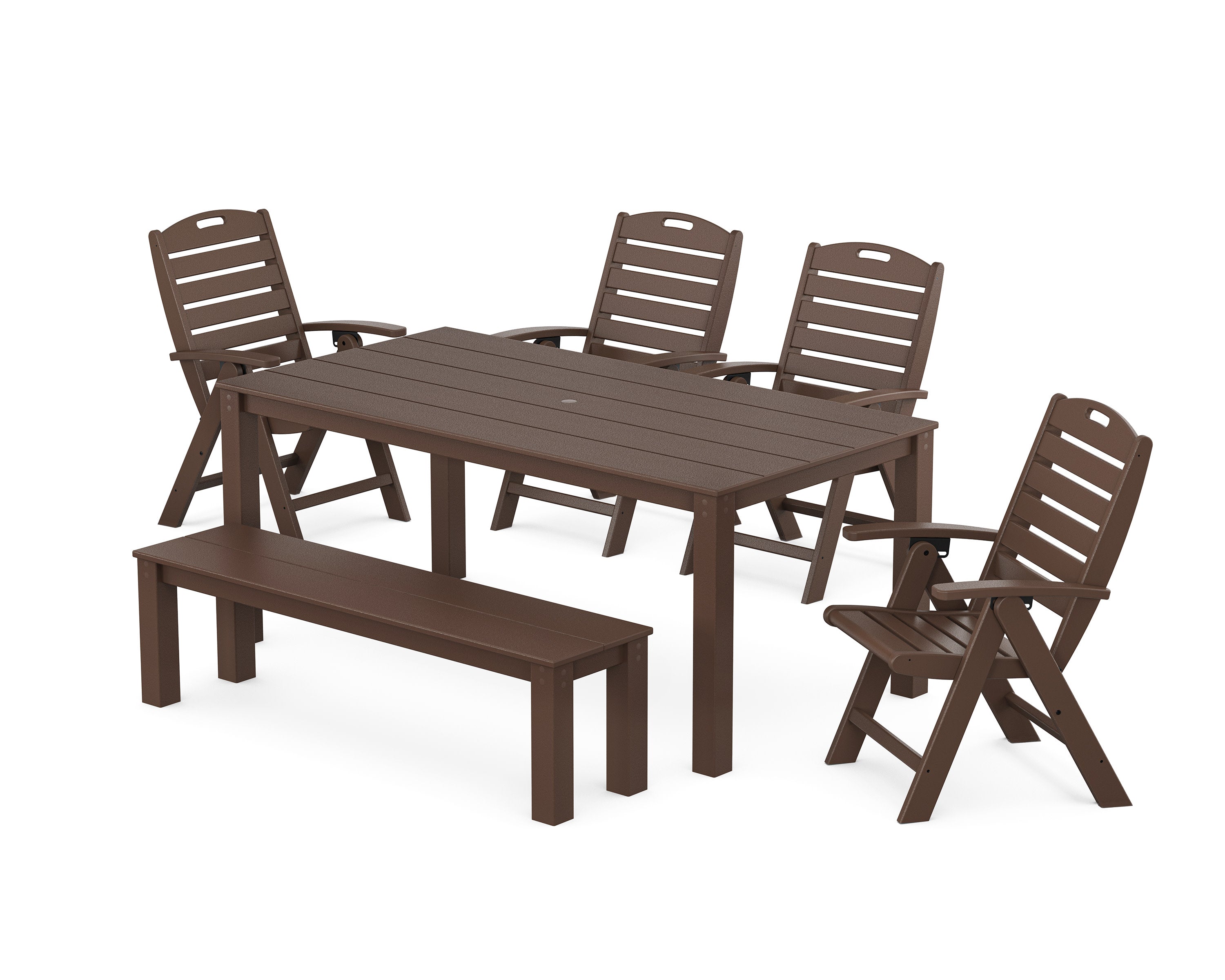 Yacht Club Highback Chair 6-Piece Parsons Dining Set with Bench in Vintage Lantern