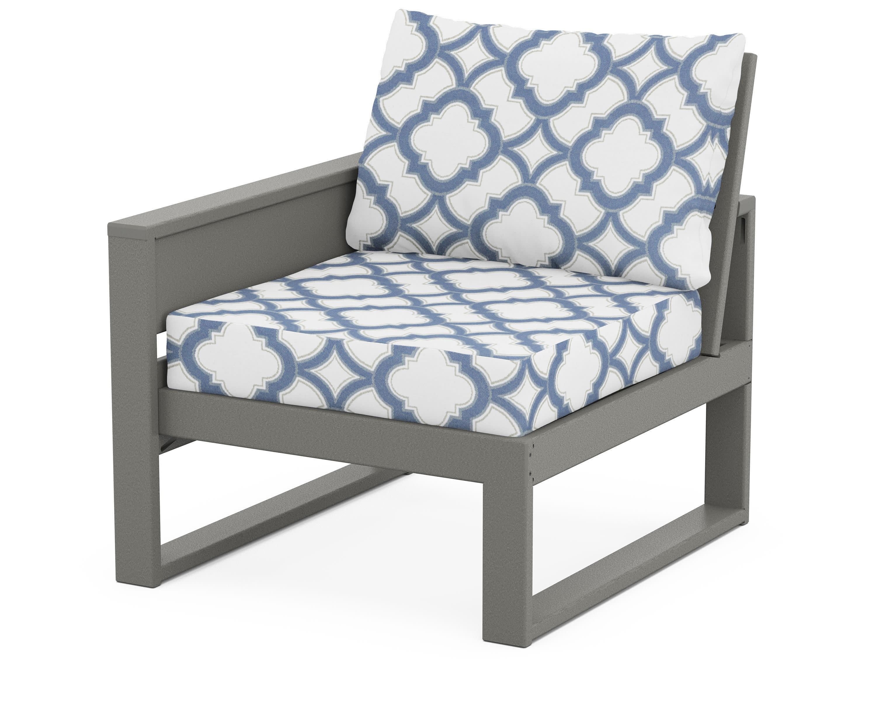 Eastport Modular Left Arm Chair in Stepping Stone / Trellis Sky Blue
