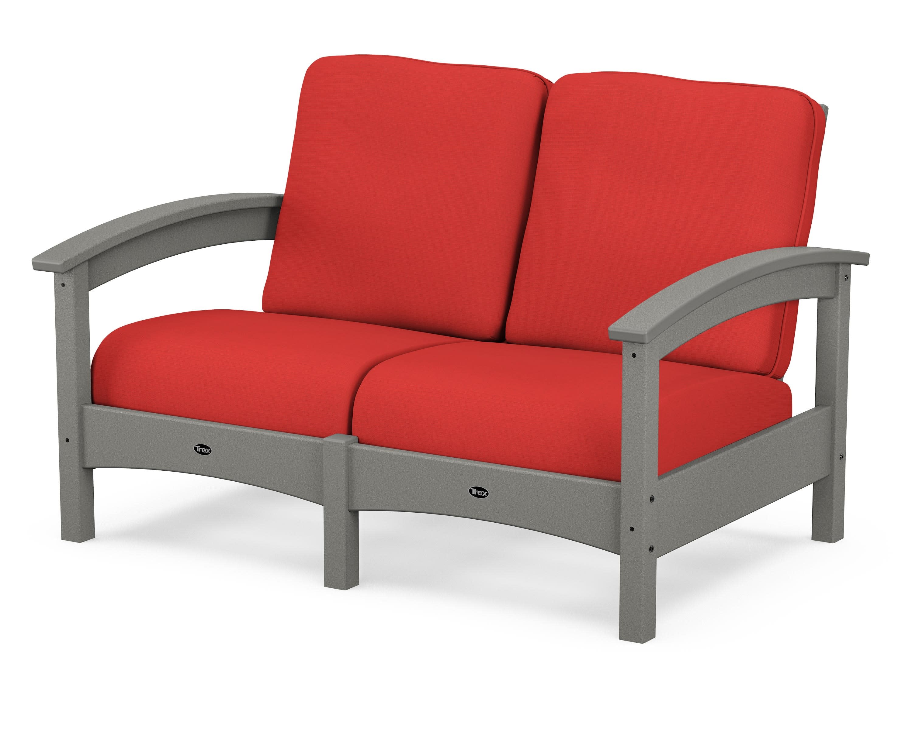 Rockport Club Loveseat in Stepping Stone / Crimson Linen