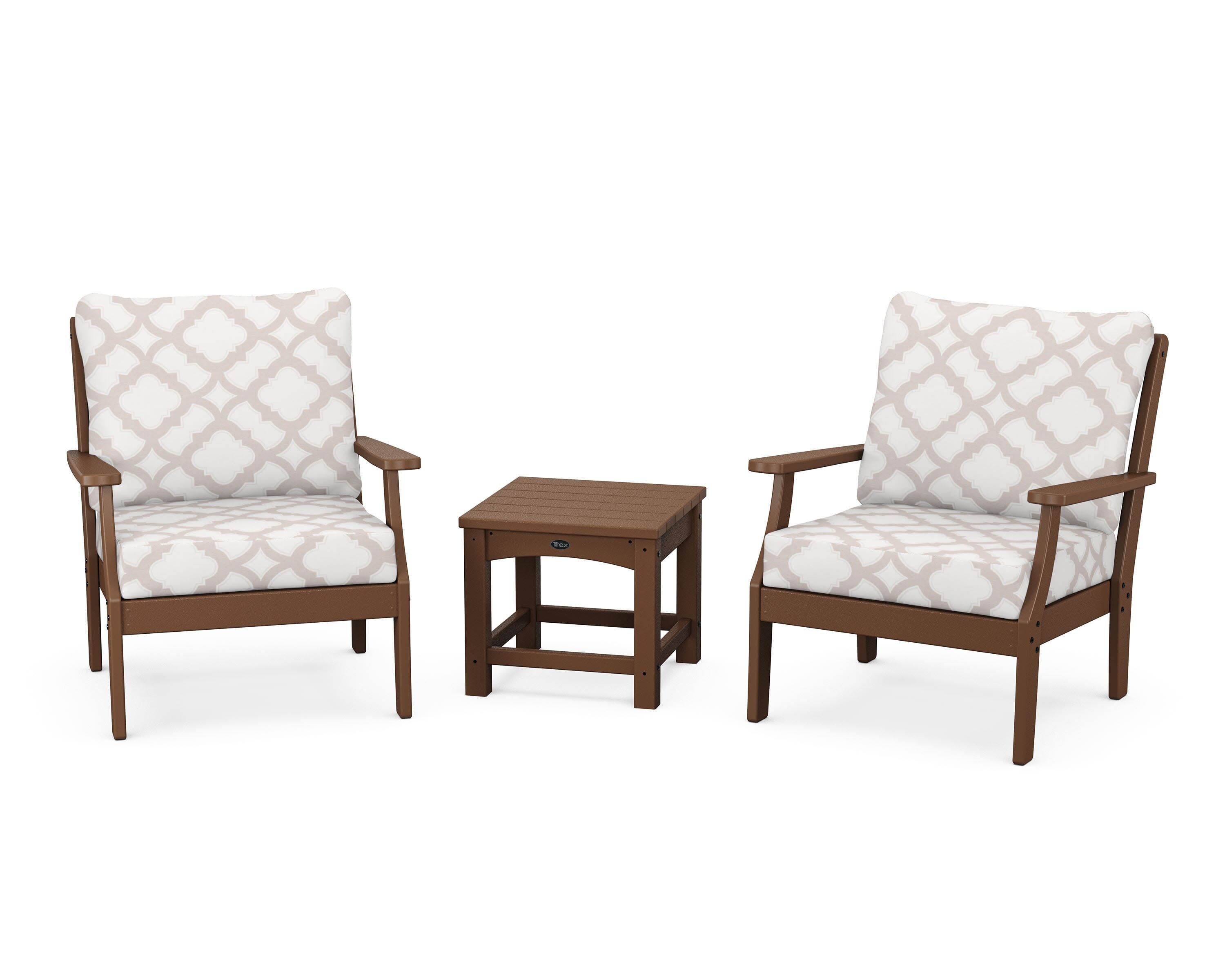 Yacht Club 3-Piece Deep Seating Set in Tree House / Trellis Dune Burlap