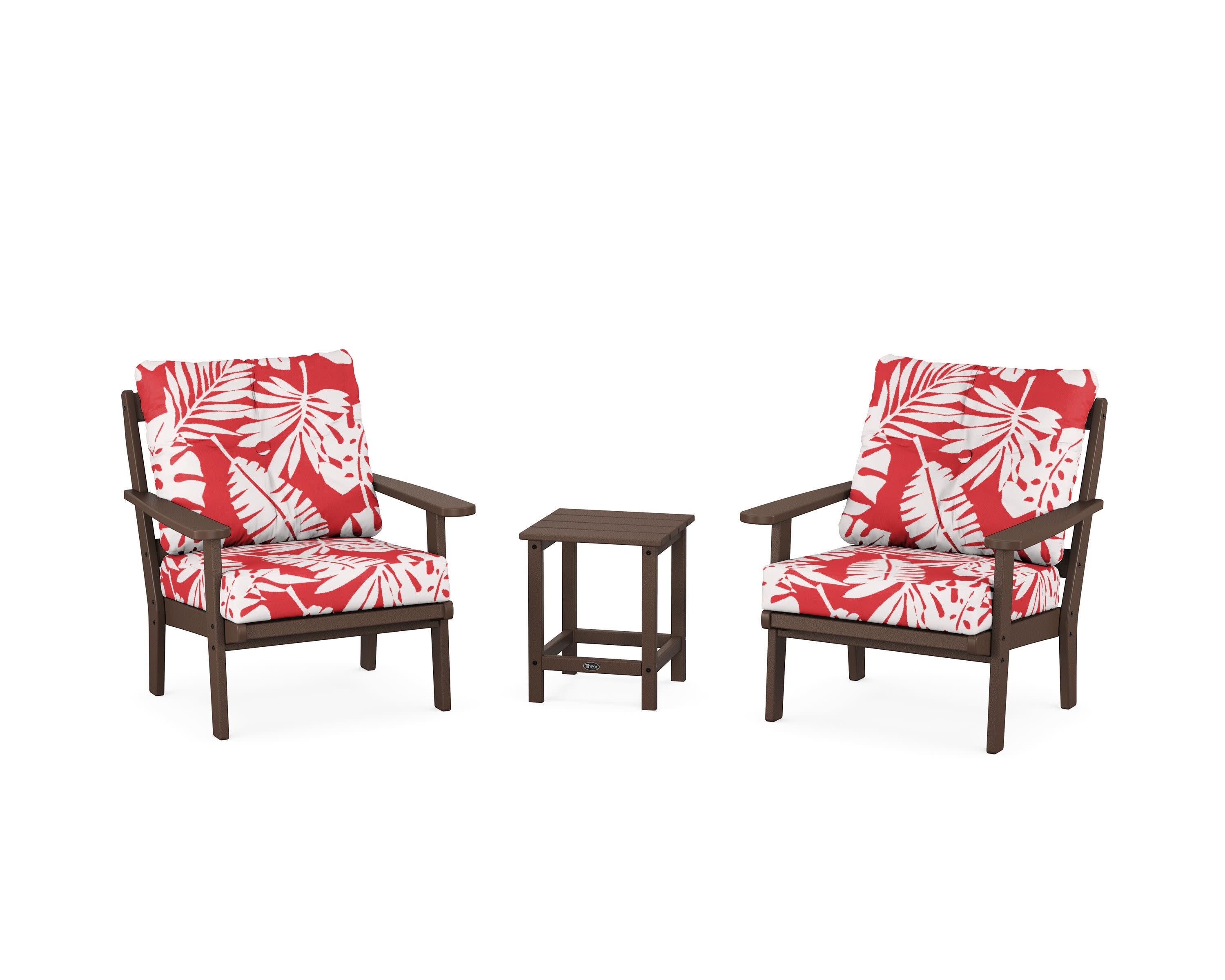 Cape Cod 3-Piece Deep Seating Set in Vintage Lantern / Leaf Crimson