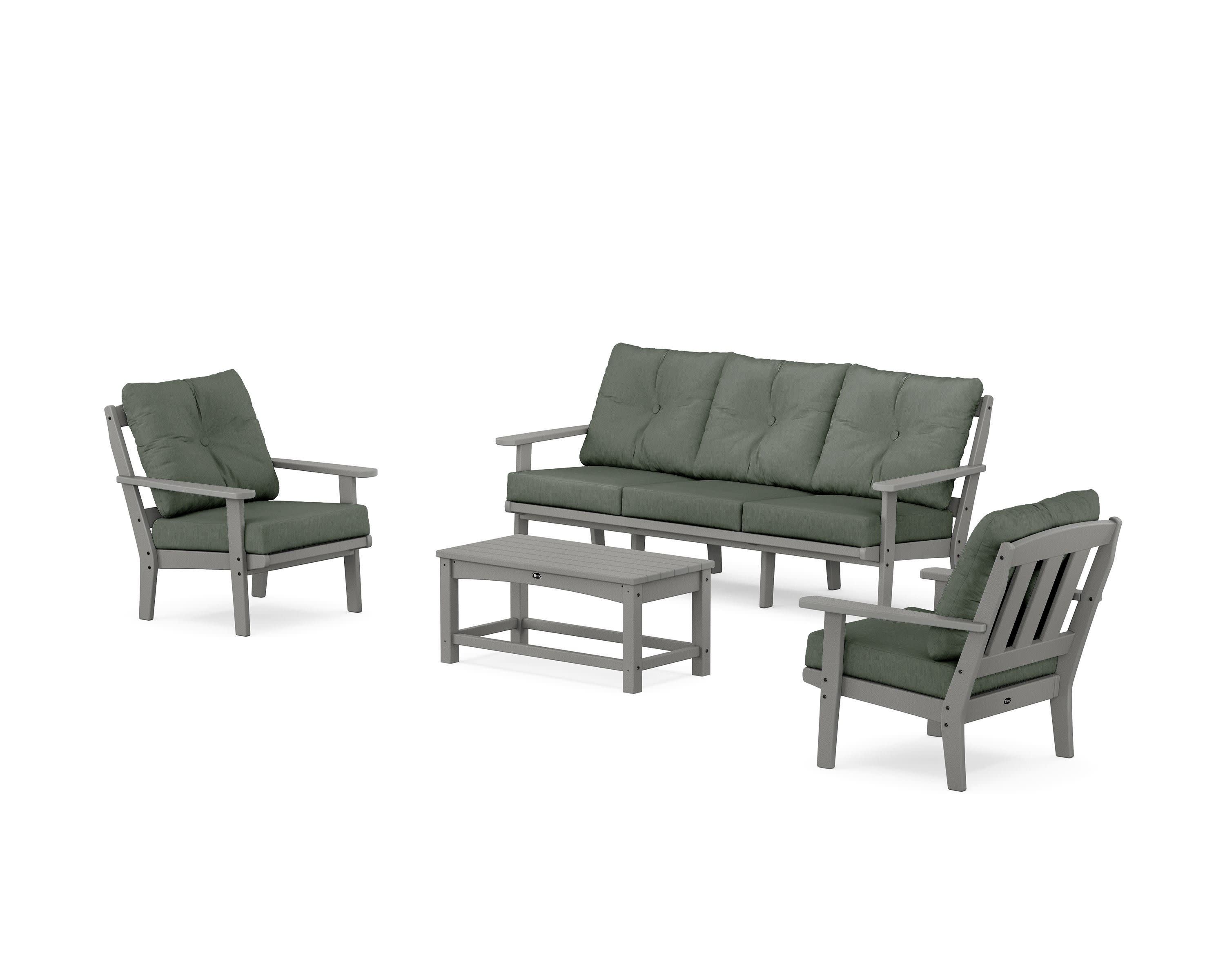 Cape Cod 4-Piece Deep Seating Set with Sofa in Stepping Stone / Cast Sage