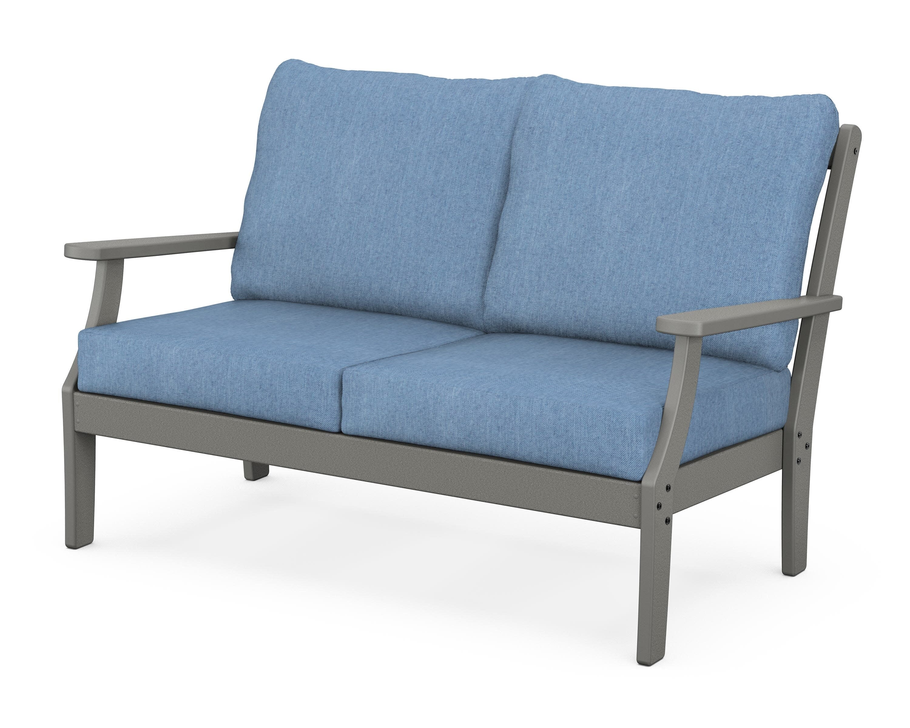 Yacht Club Deep Seating Loveseat in Stepping Stone / Sky Blue