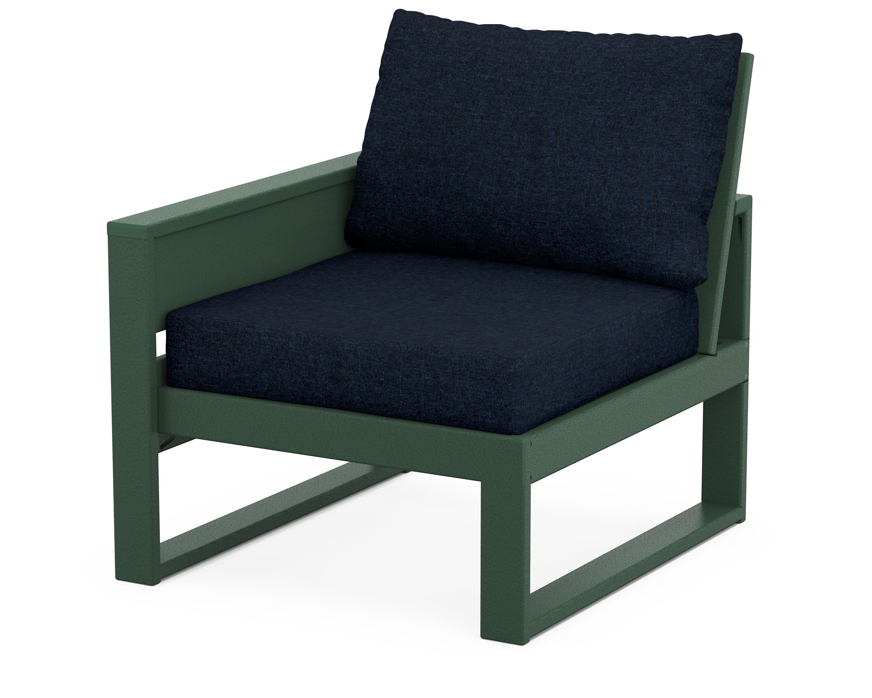 Eastport Modular Left Arm Chair in Rainforest Canopy / Marine Indigo