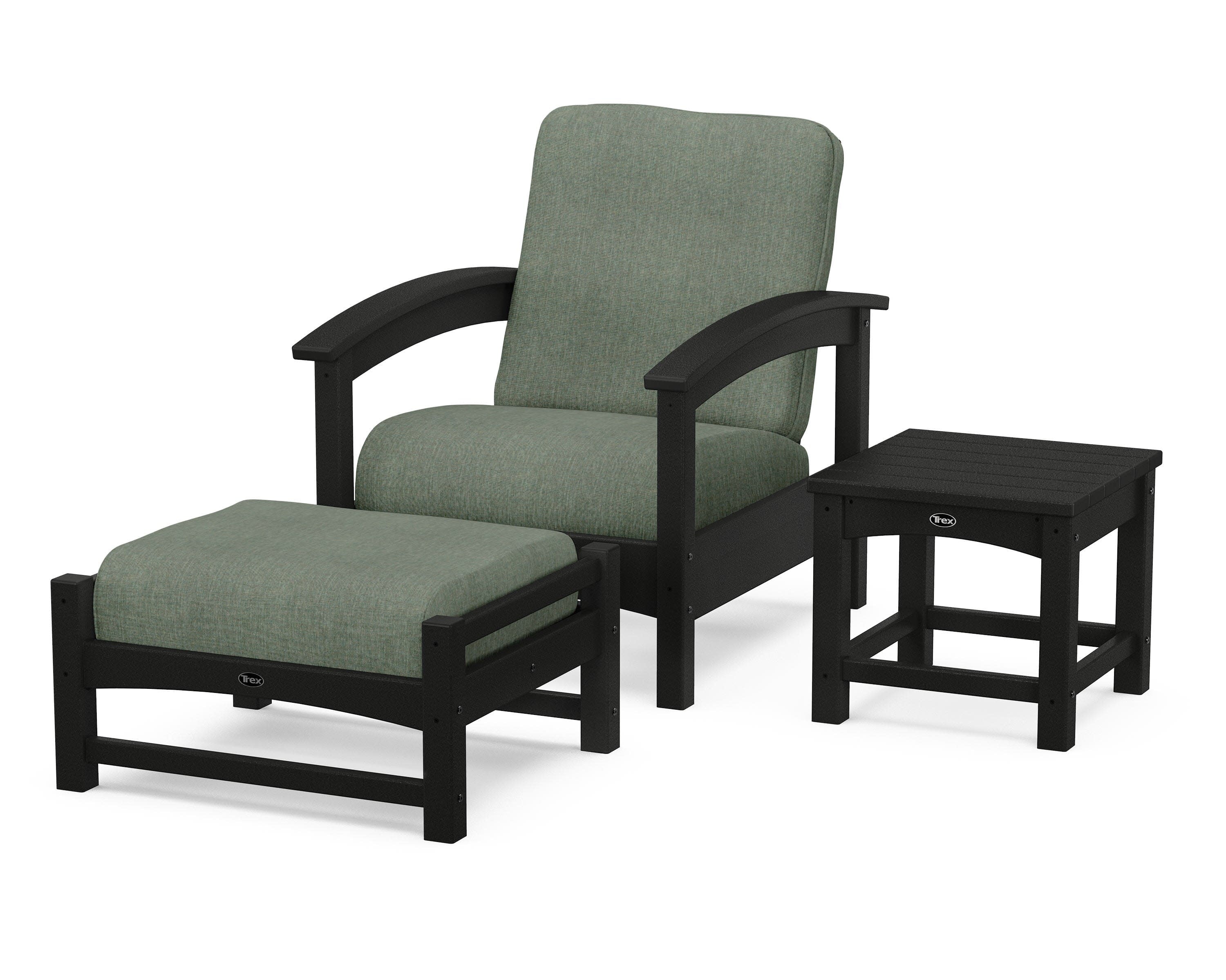 Rockport 3-Piece Deep Seating Set in Charcoal Black / Cast Sage