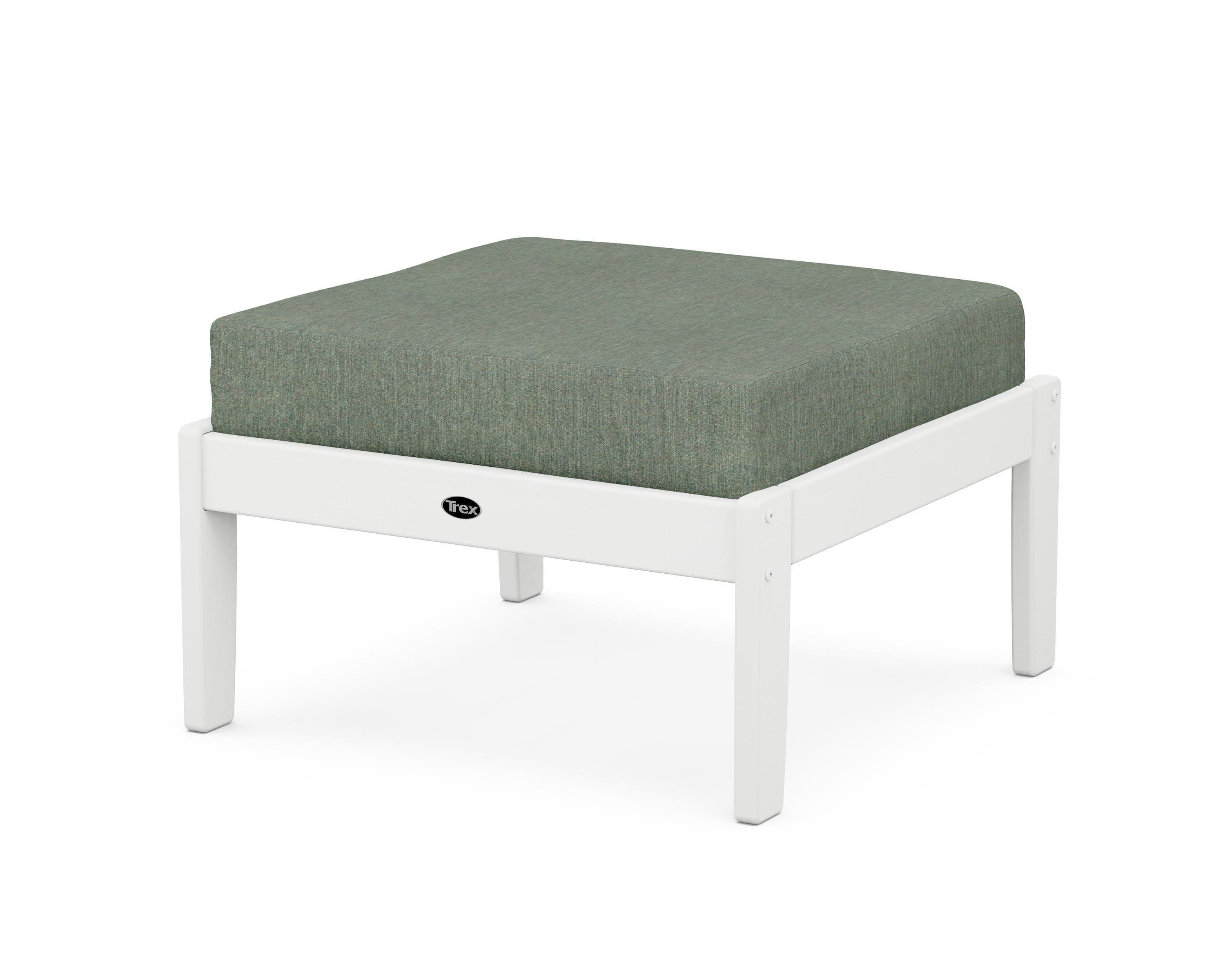 Yacht Club Deep Seating Ottoman in Classic White / Cast Sage