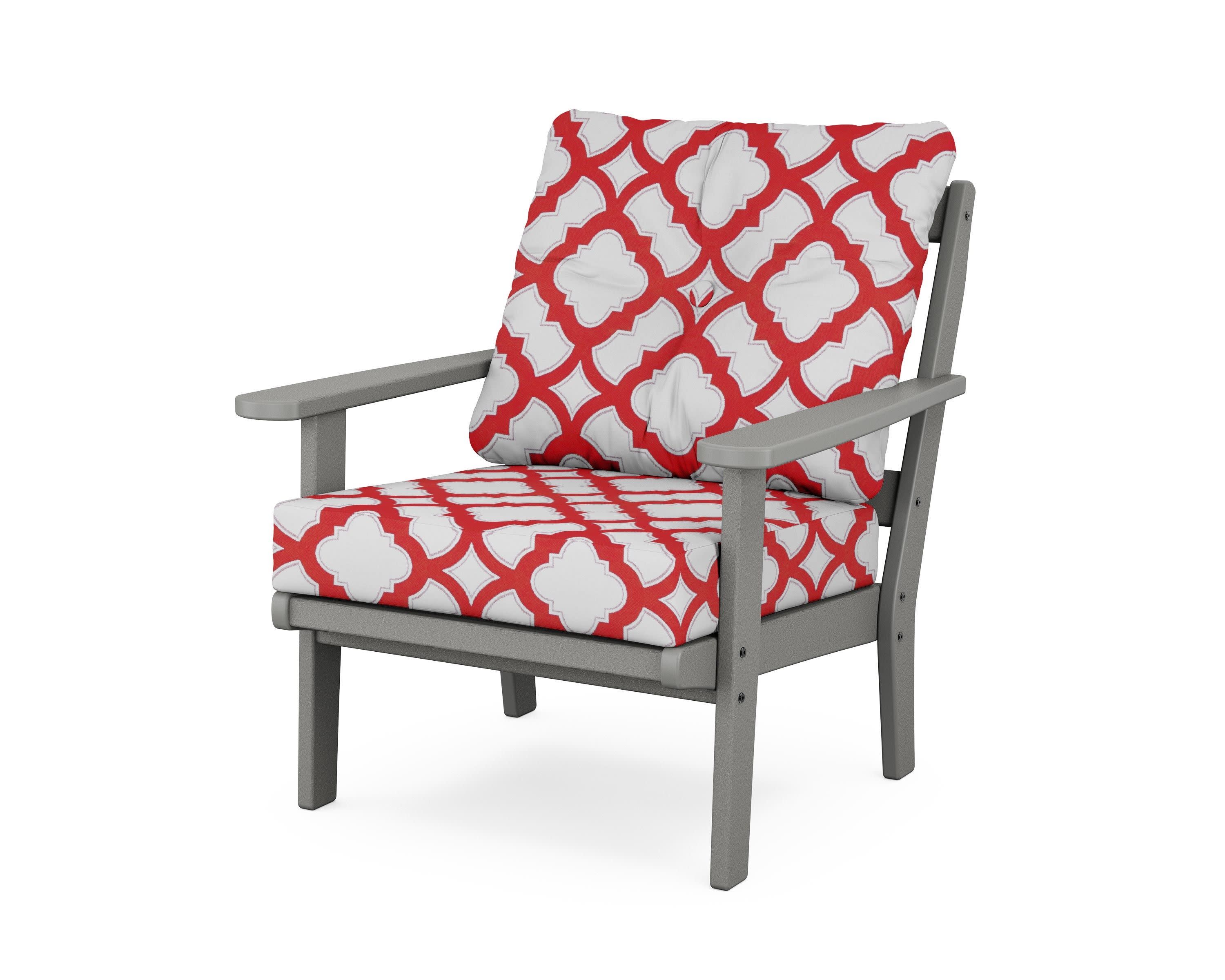 Cape Cod Deep Seating Chair in Stepping Stone / Trellis Crimson