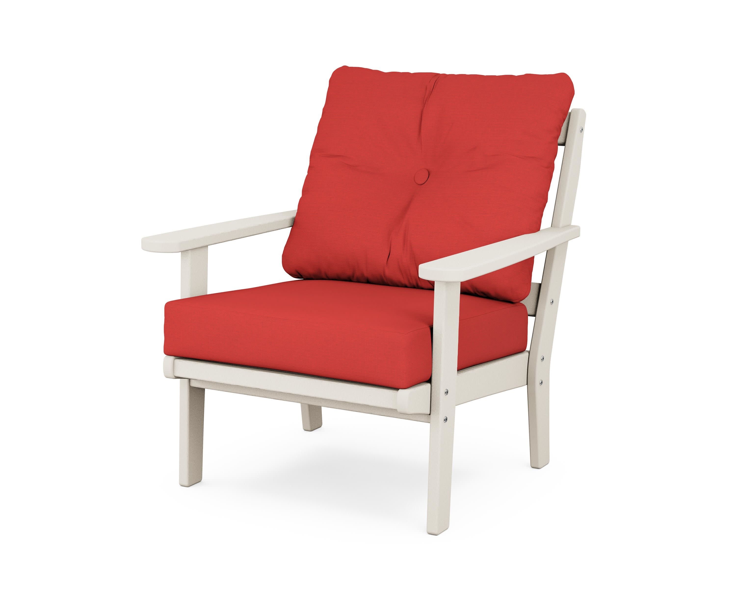 Cape Cod Deep Seating Chair in Sand Castle / Crimson Linen