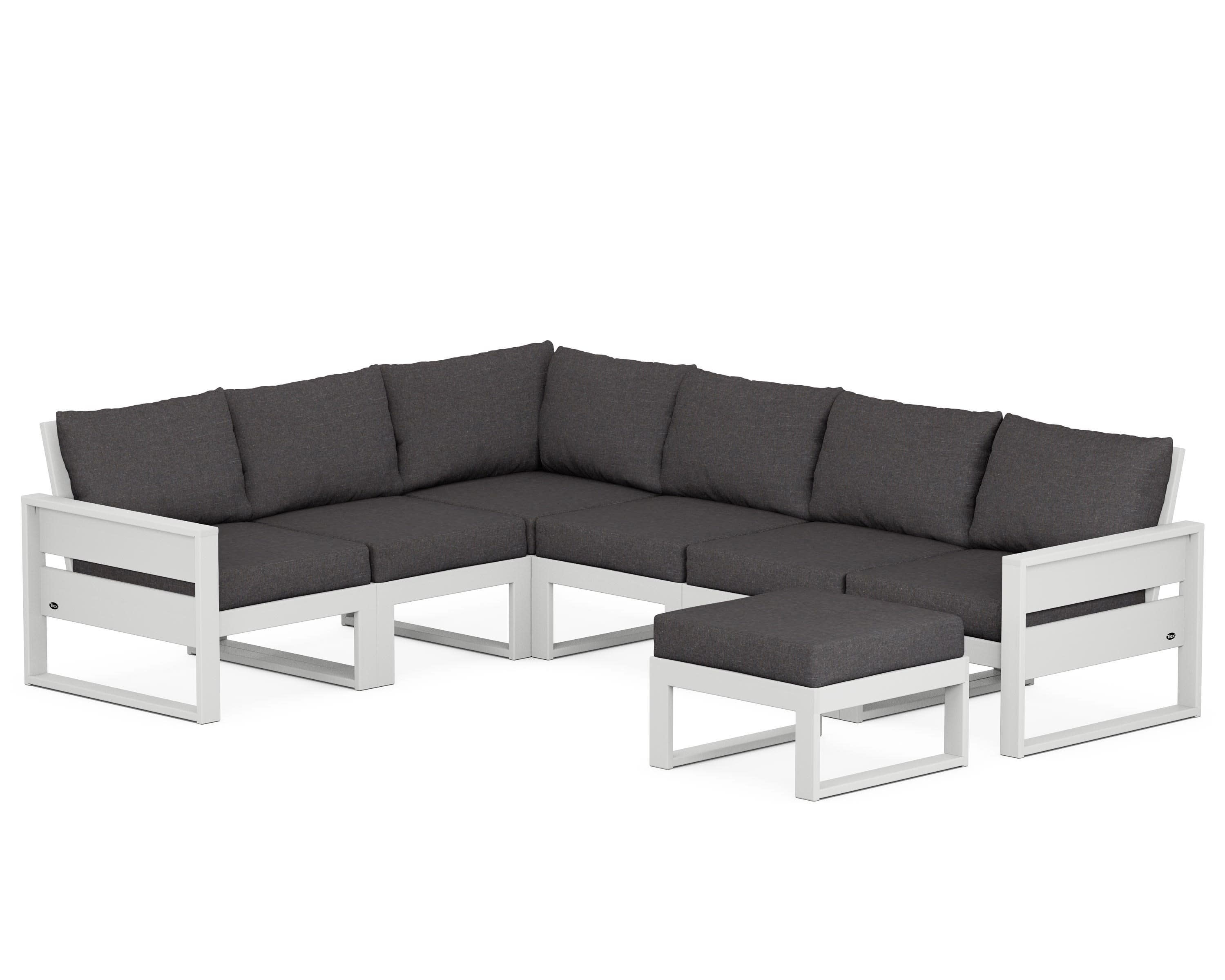 Eastport 6-Piece Sectional with Ottoman in Classic White / Ash Charcoal
