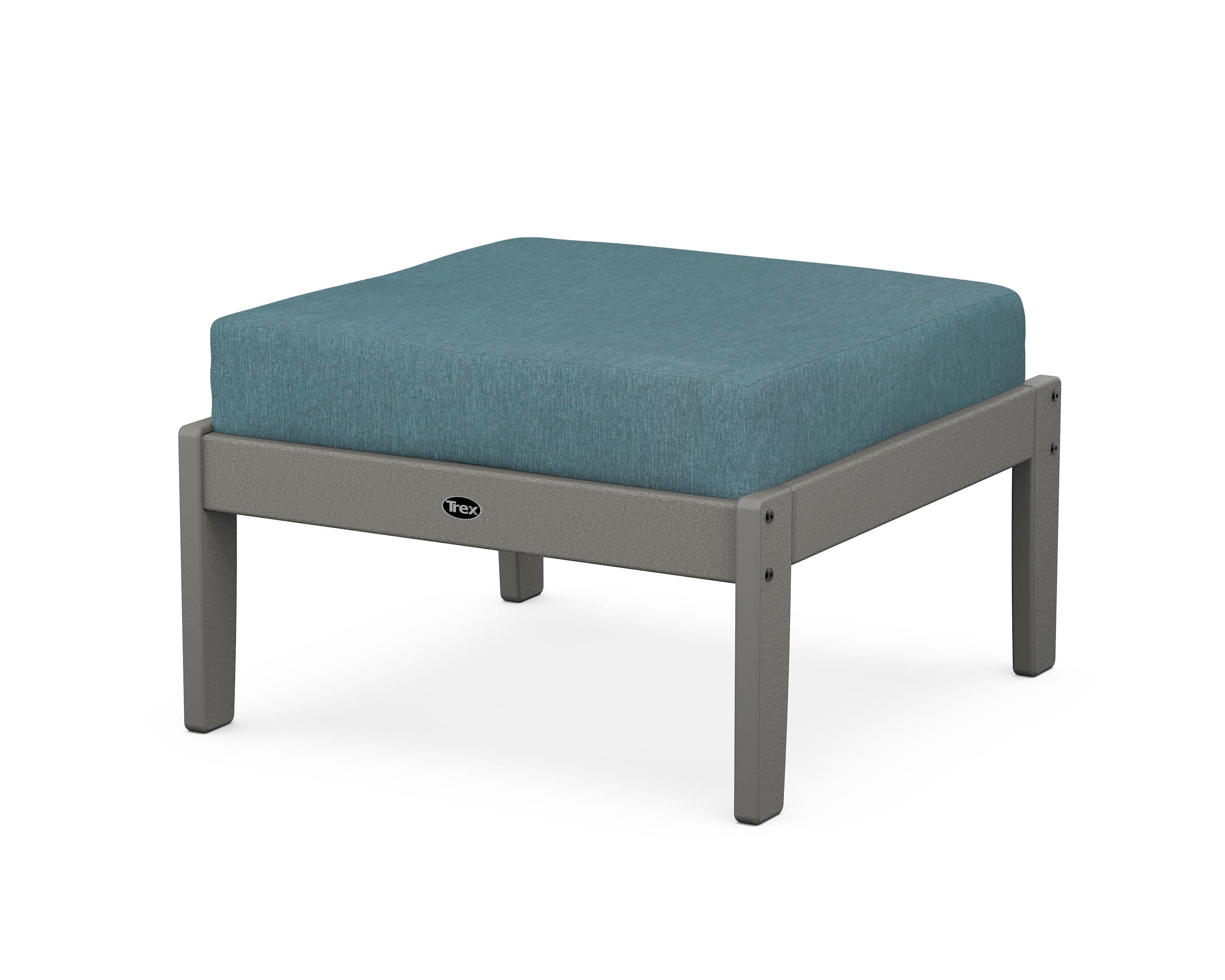 Yacht Club Deep Seating Ottoman in Stepping Stone / Ocean Teal