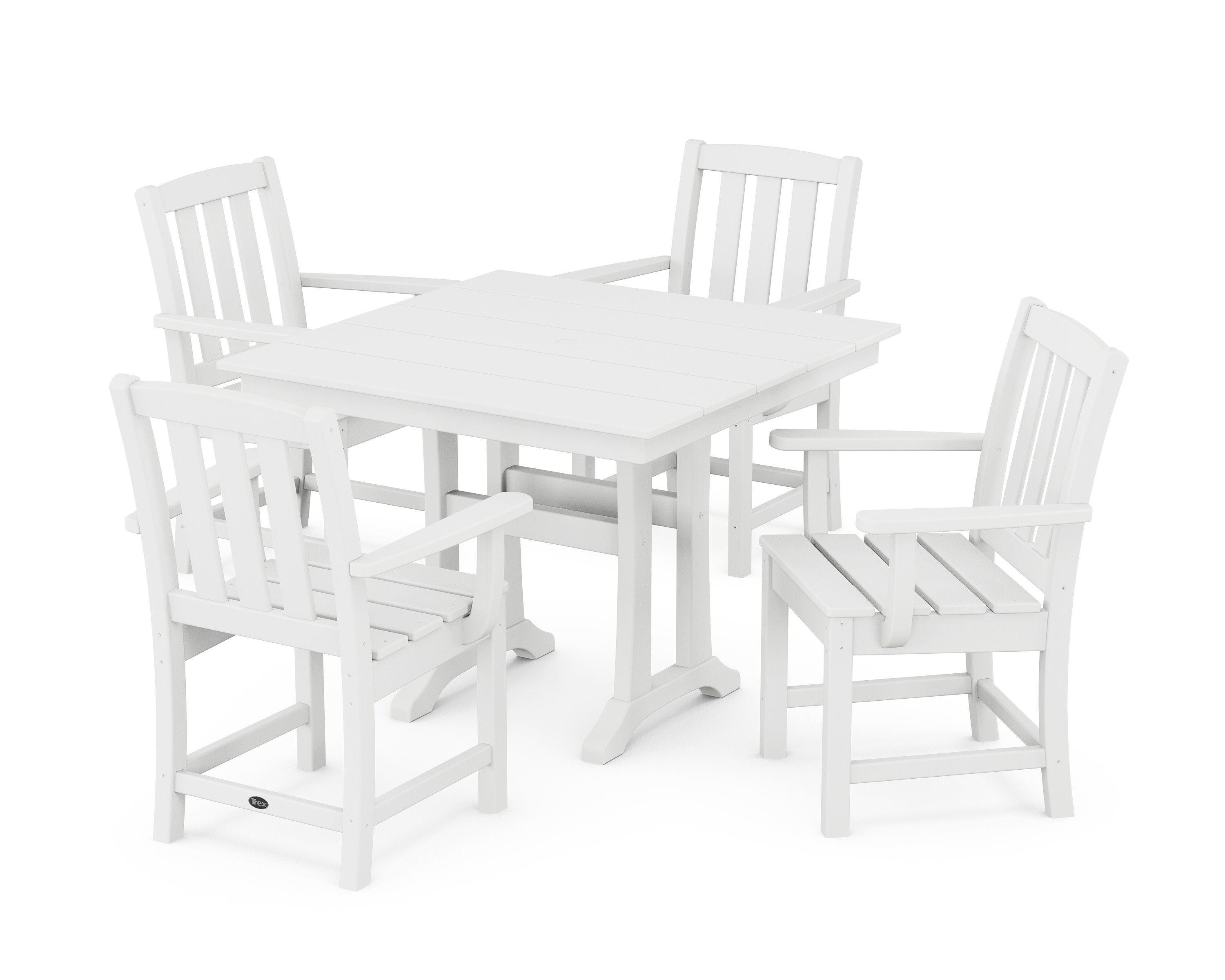 Cape Cod 5-Piece Farmhouse Dining Set with Trestle Legs in Classic White