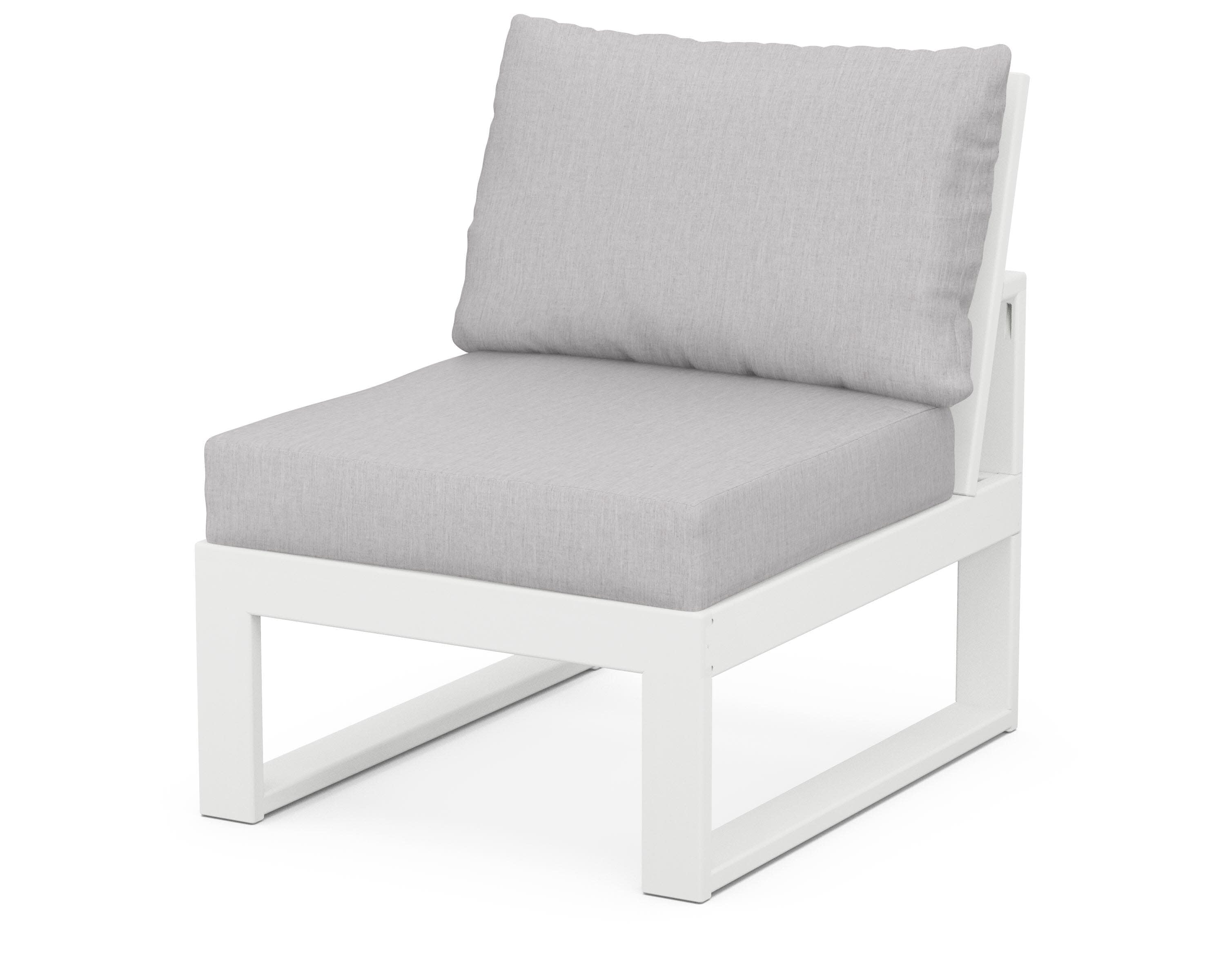 Modular Armless Chair in White / Granite
