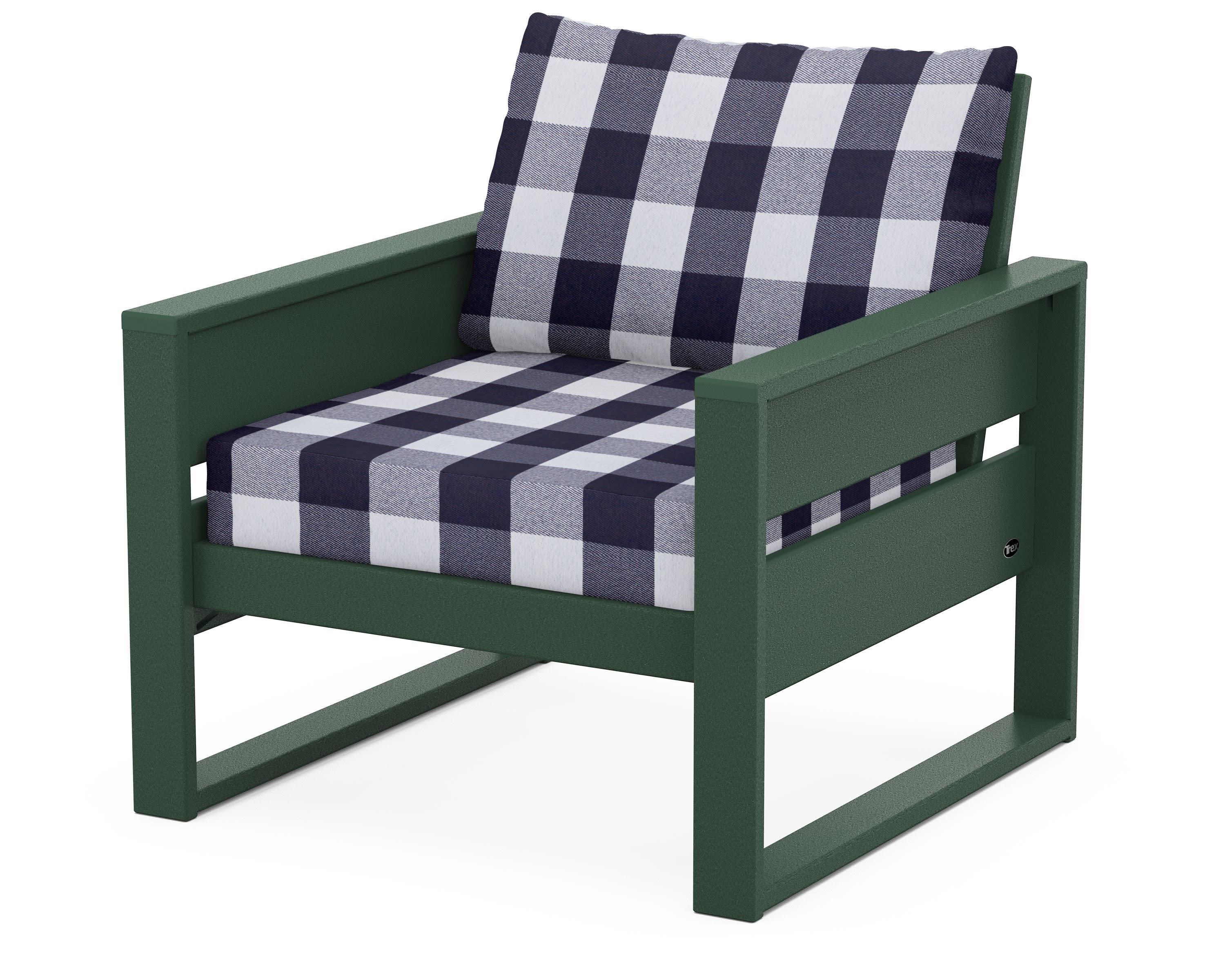 Eastport Club Chair in Rainforest Canopy / Buffalo Plaid Navy