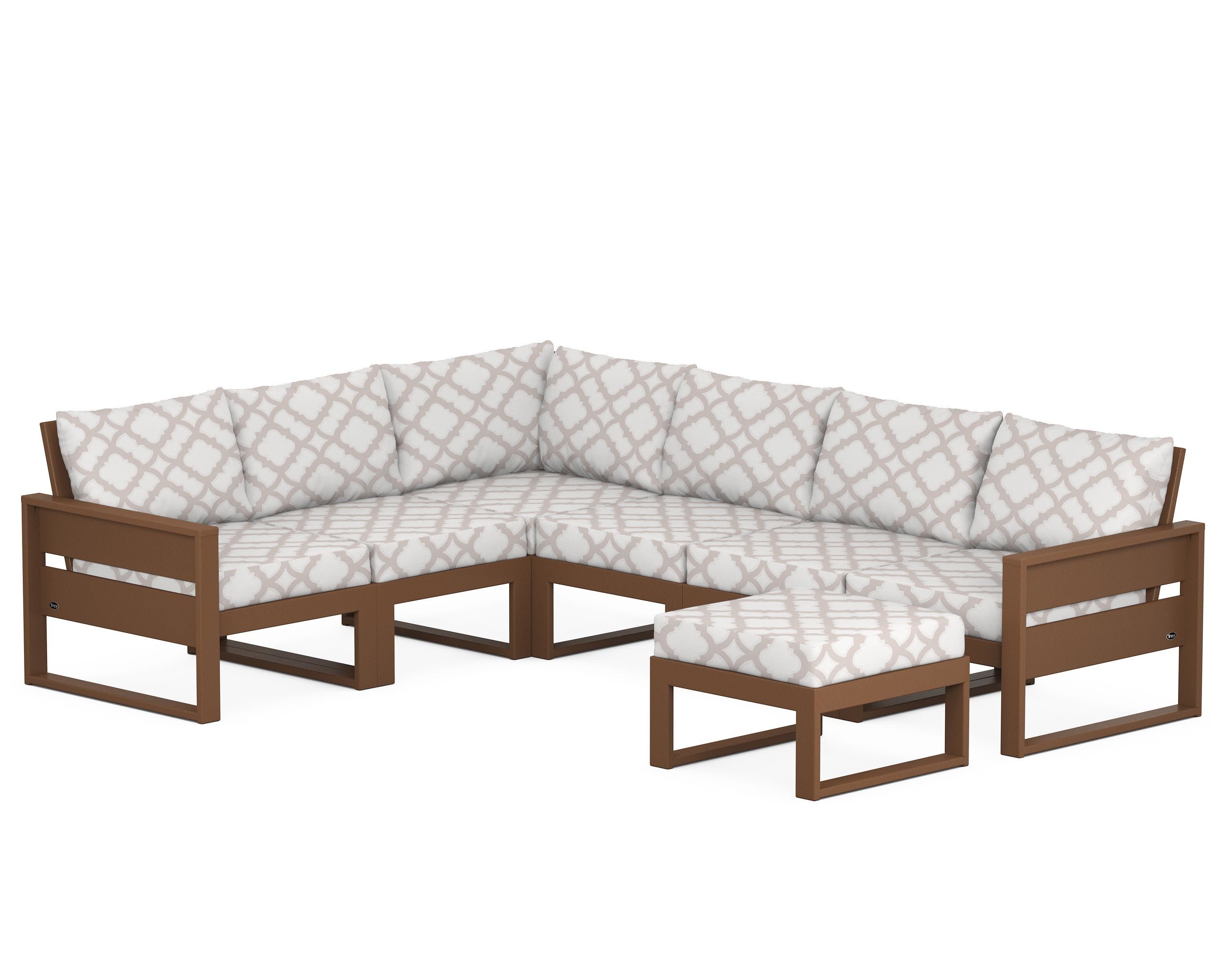Eastport 6-Piece Sectional with Ottoman in Tree House / Trellis Dune Burlap
