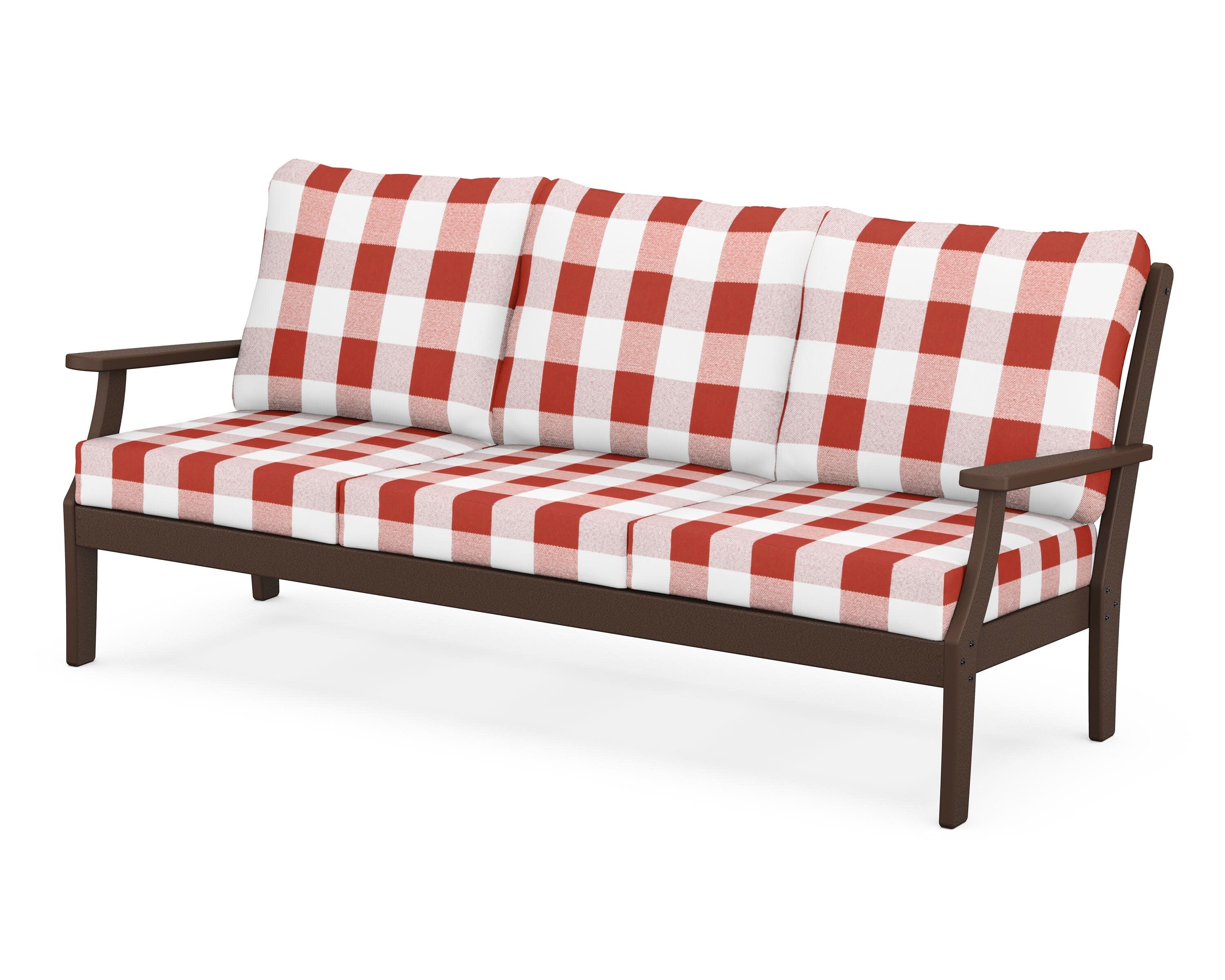 Yacht Club Deep Seating Sofa in Vintage Lantern / Buffalo Plaid Crimson