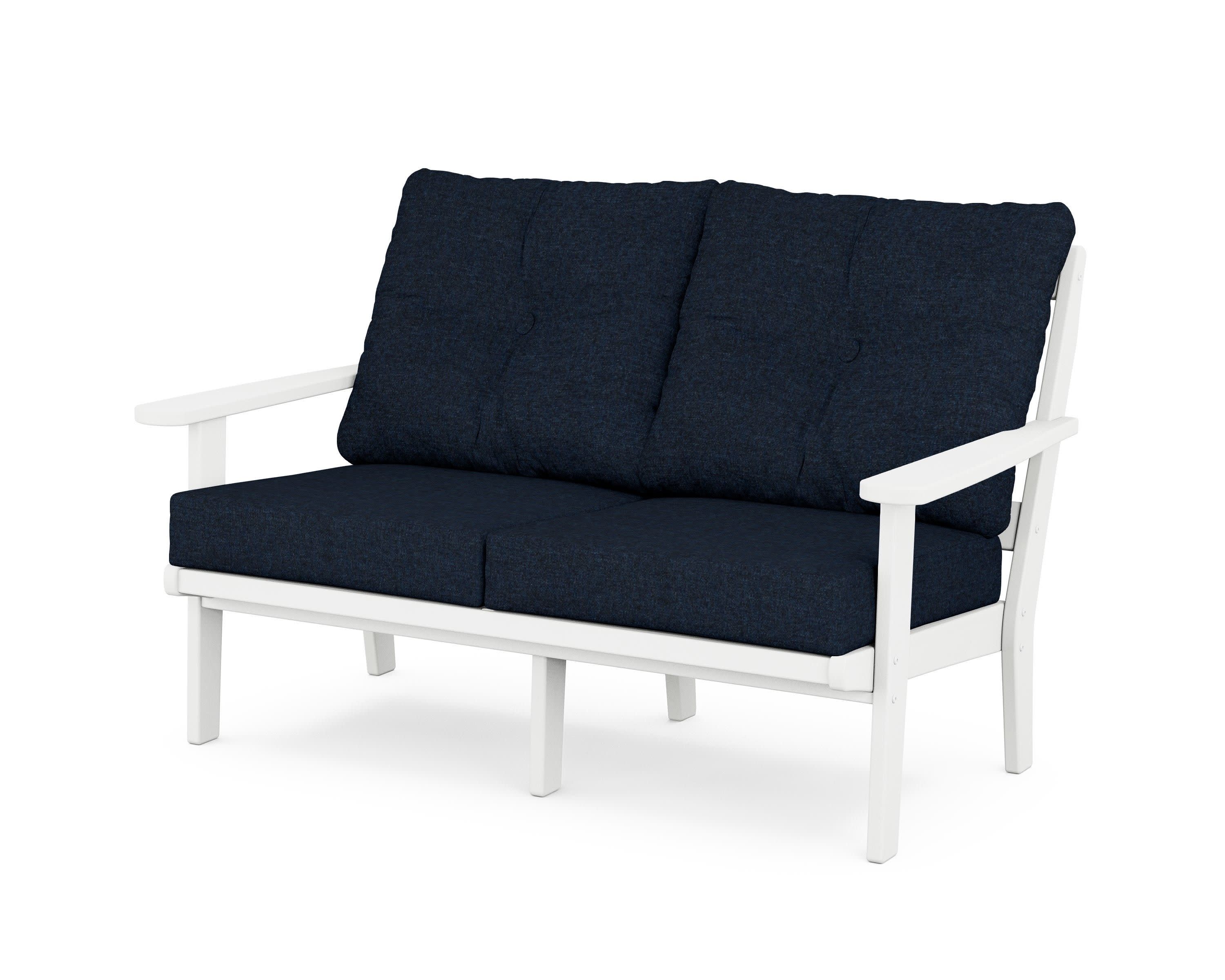 Cape Cod Deep Seating Loveseat in Classic White / Marine Indigo