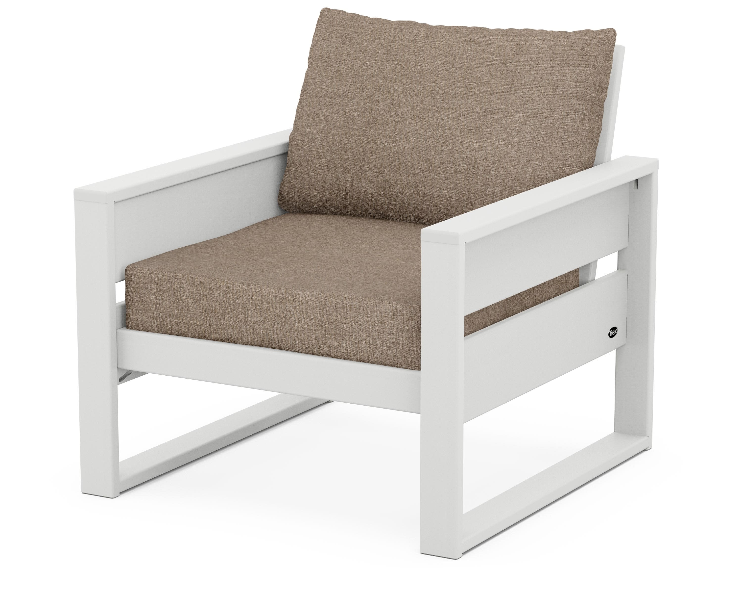 Eastport Club Chair in Classic White / Spiced Burlap