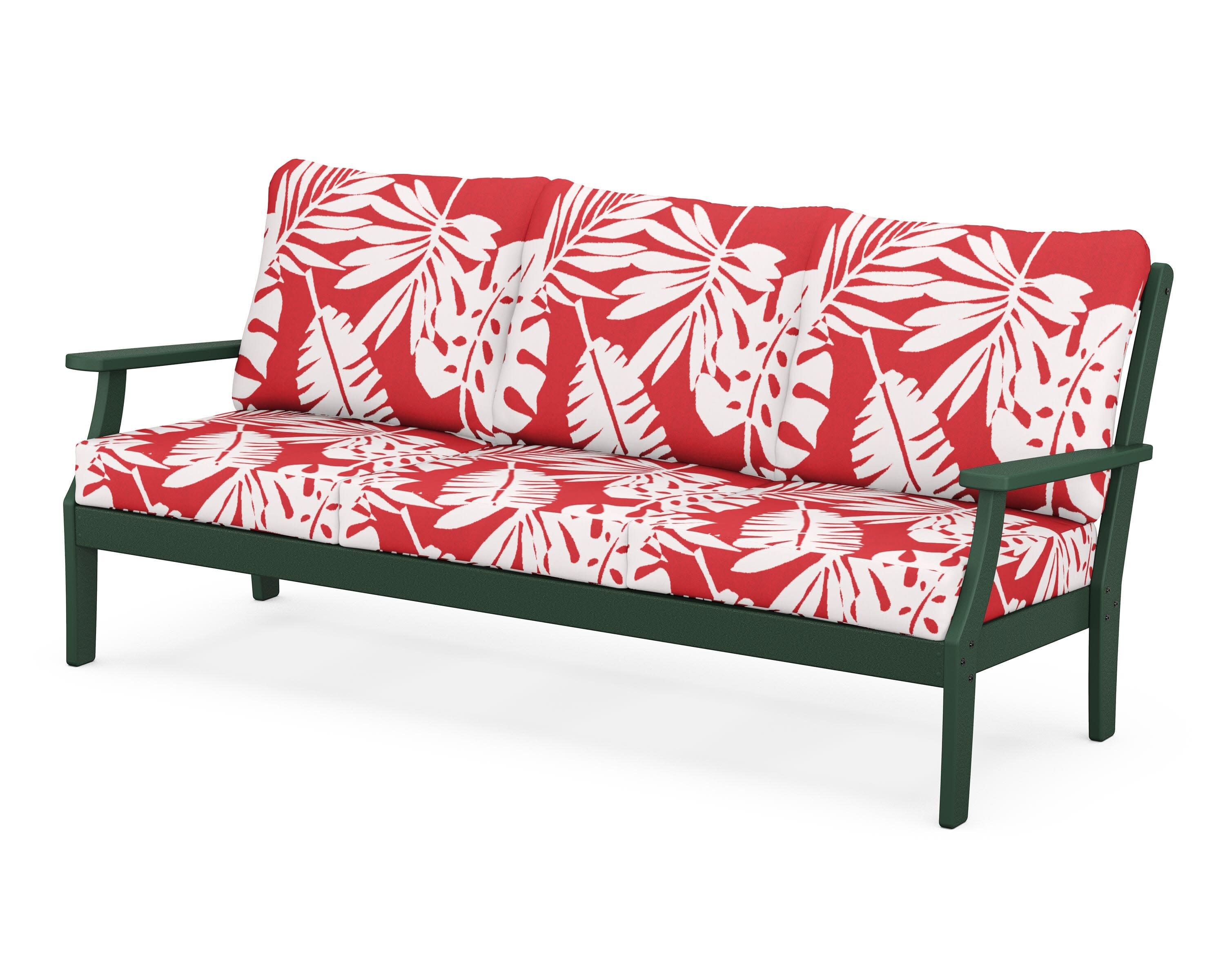 Yacht Club Deep Seating Sofa in Rainforest Canopy / Leaf Crimson