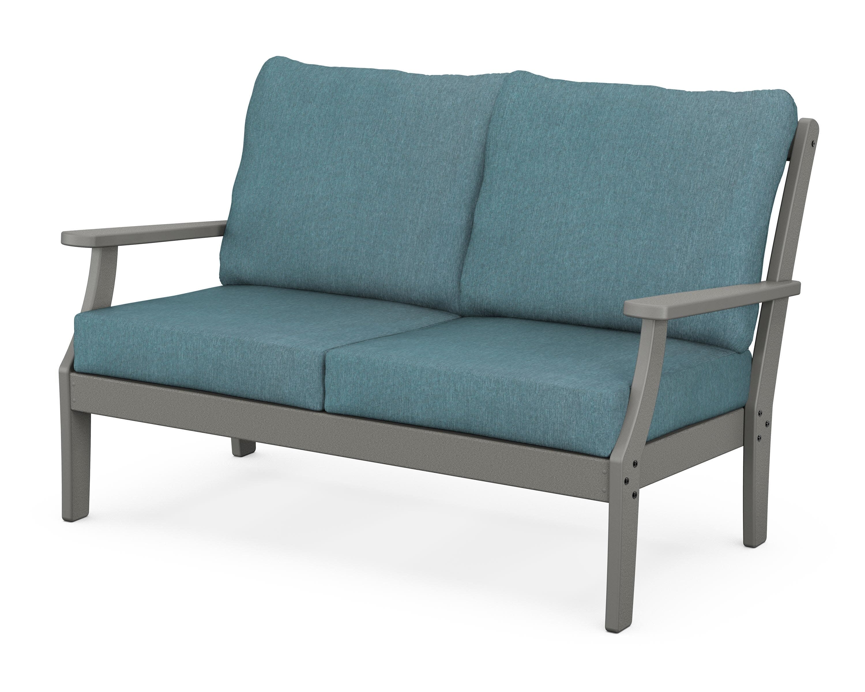 Yacht Club Deep Seating Loveseat in Stepping Stone / Ocean Teal
