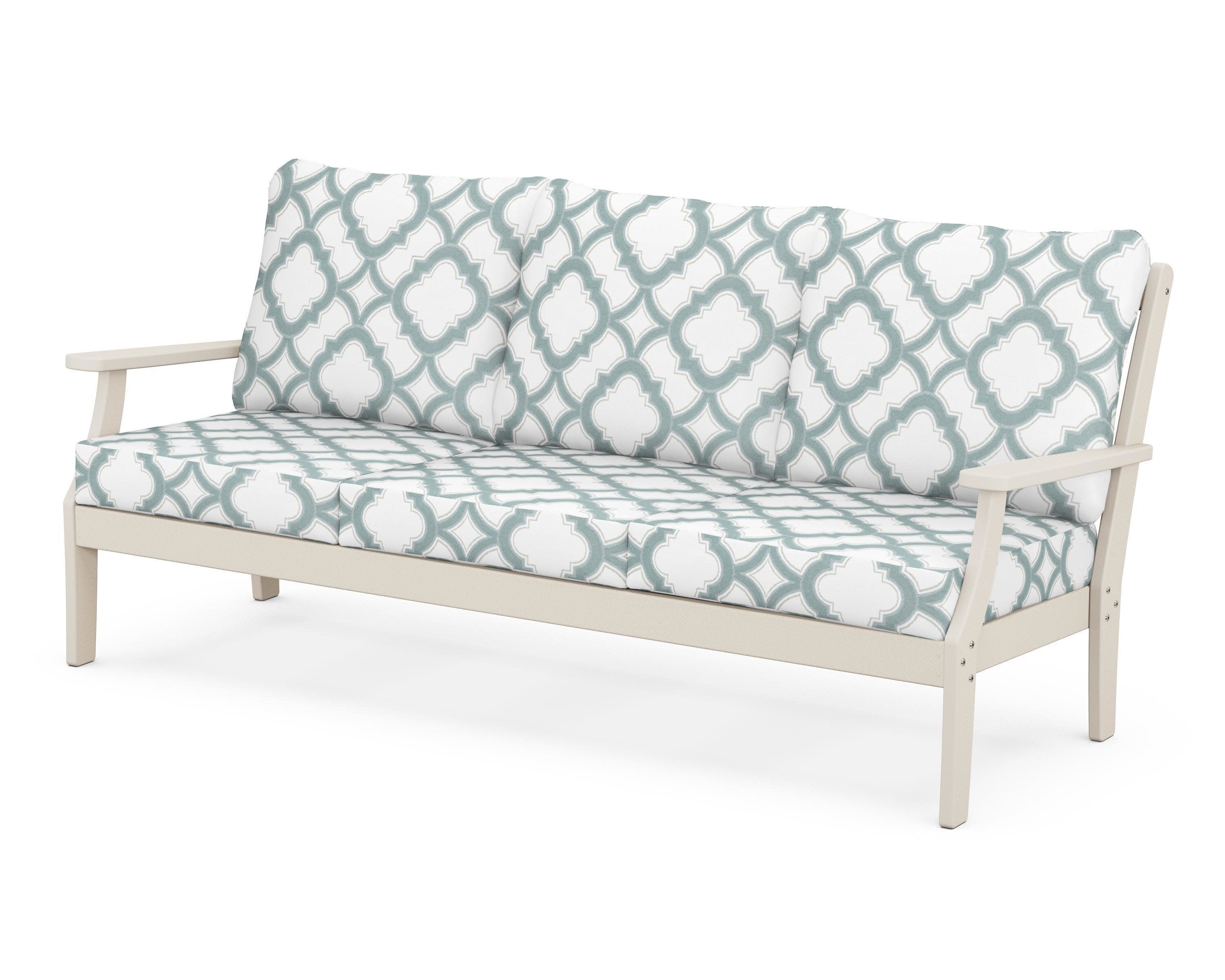 Yacht Club Deep Seating Sofa in Sand Castle / Trellis Glacier Spa