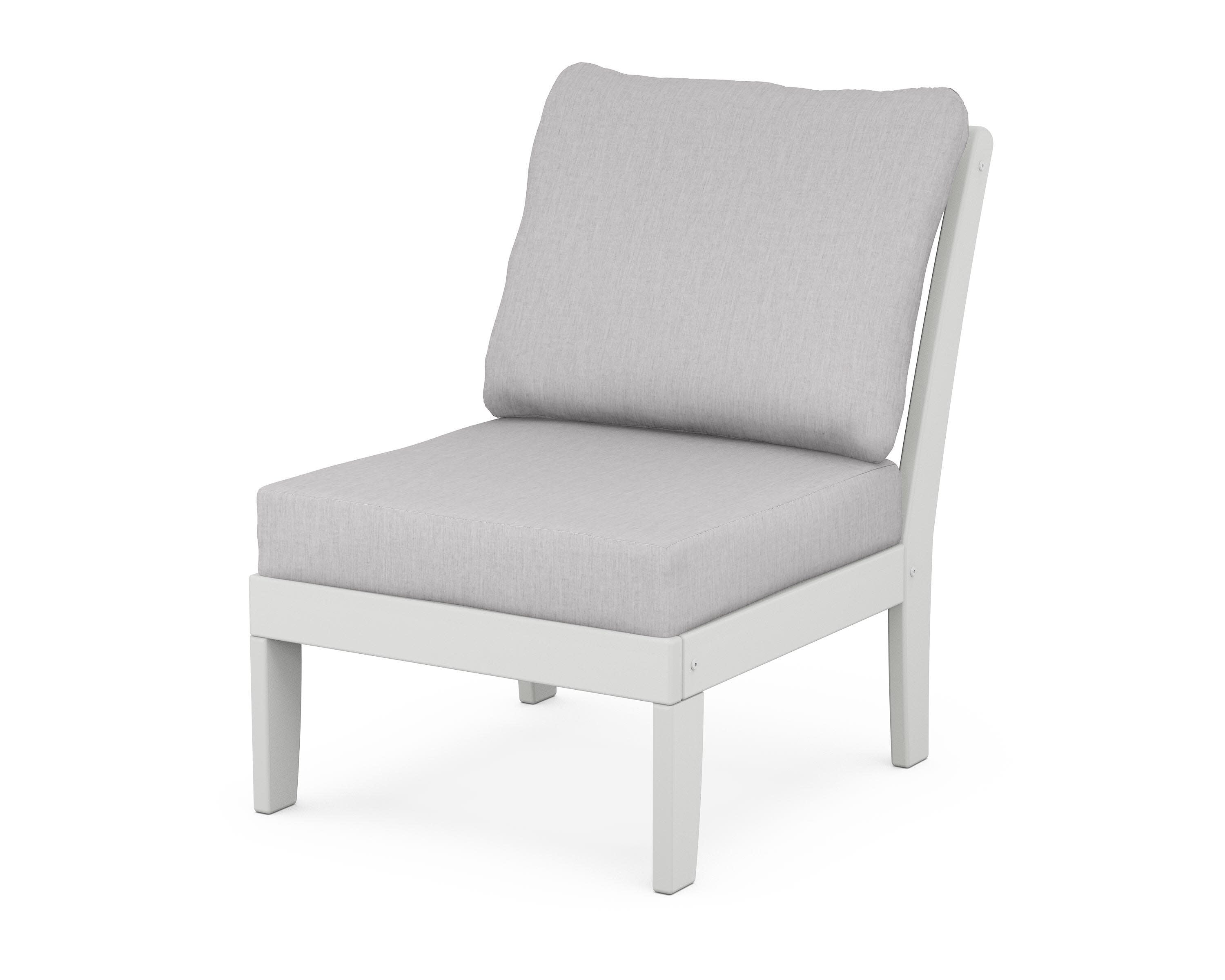 Yacht Club Modular Armless Chair in Classic White / Granite