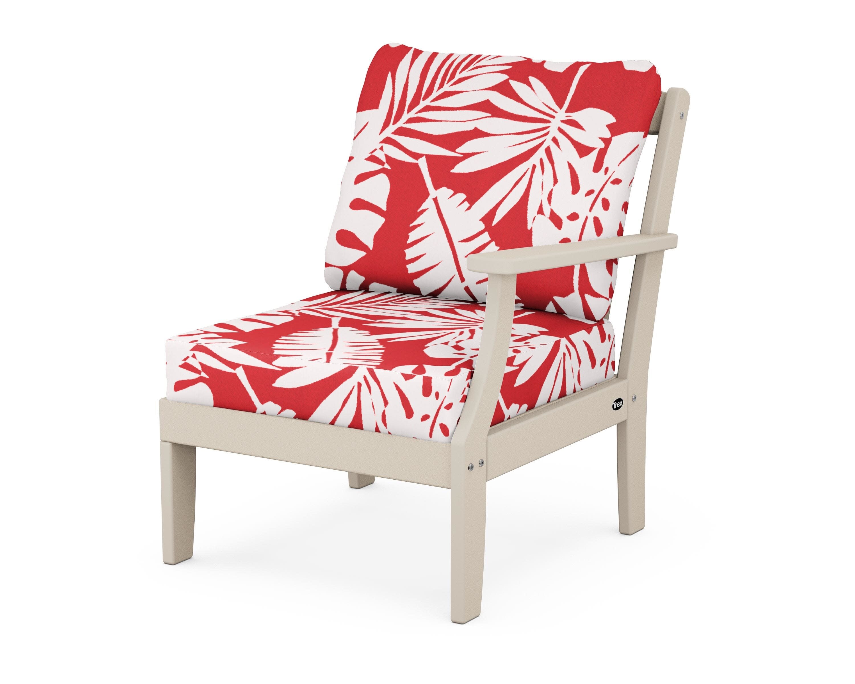 Yacht Club Modular Right Arm Chair in Sand Castle / Leaf Crimson