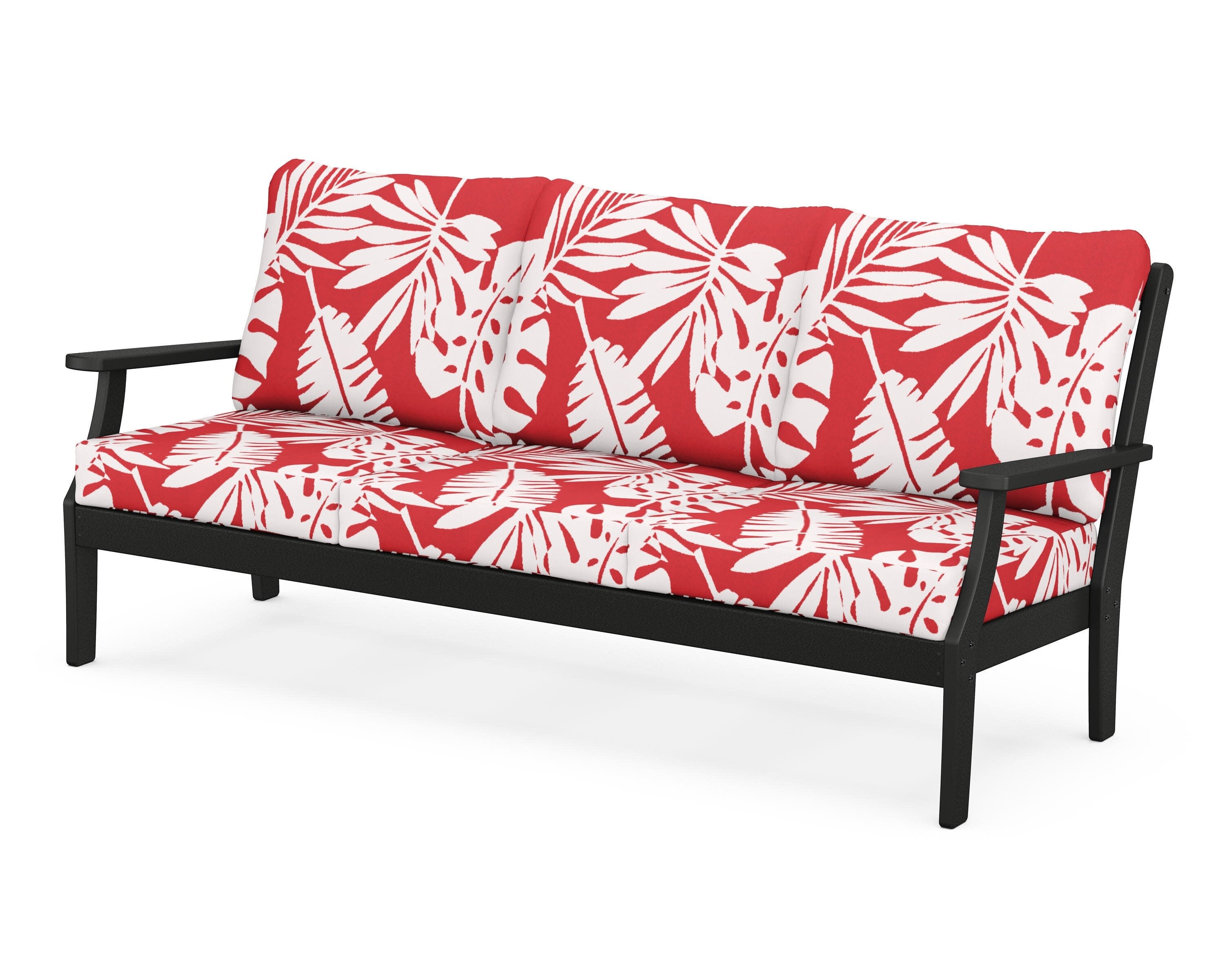 Yacht Club Deep Seating Sofa in Charcoal Black / Leaf Crimson