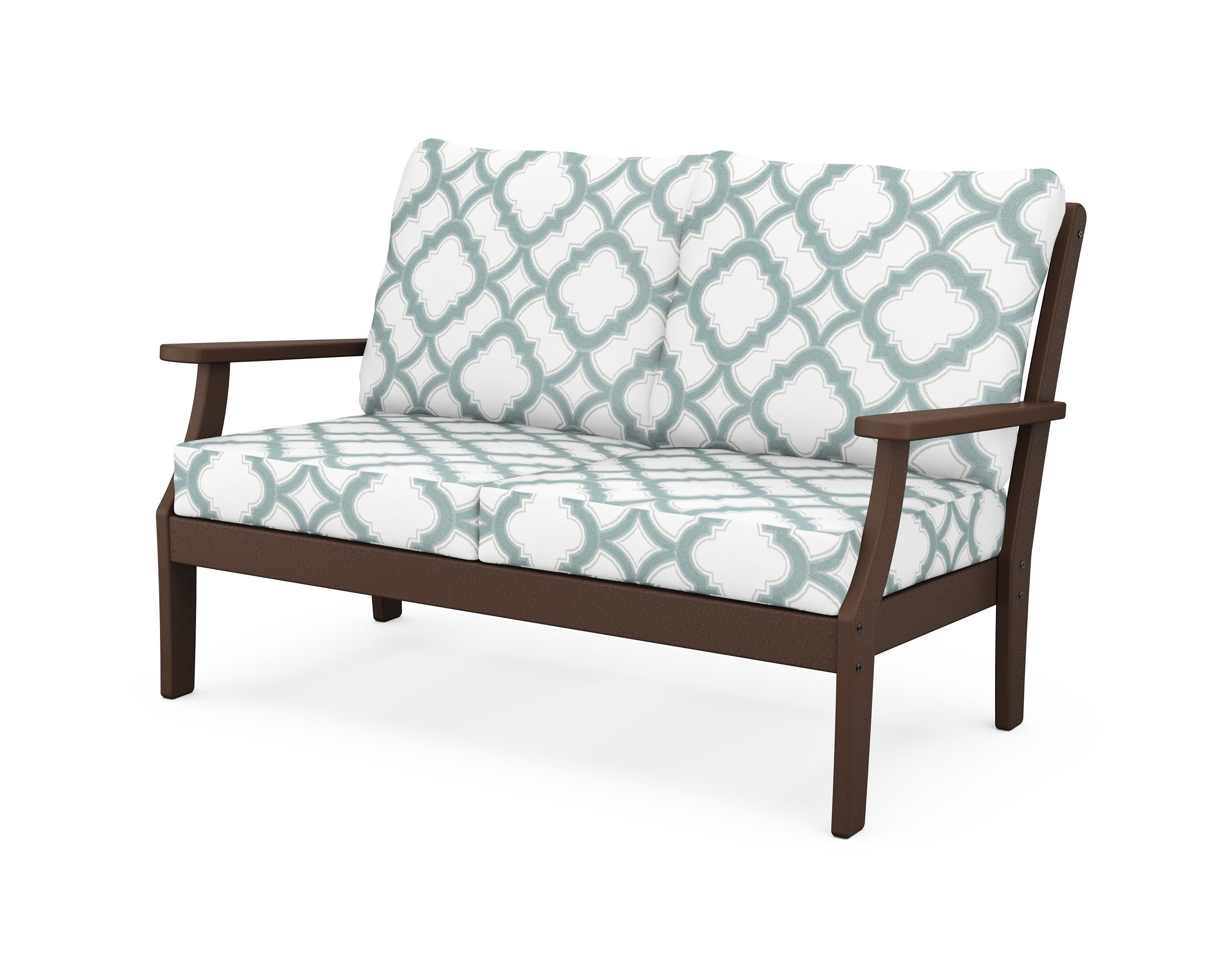 Yacht Club Deep Seating Loveseat in Vintage Lantern / Trellis Glacier Spa