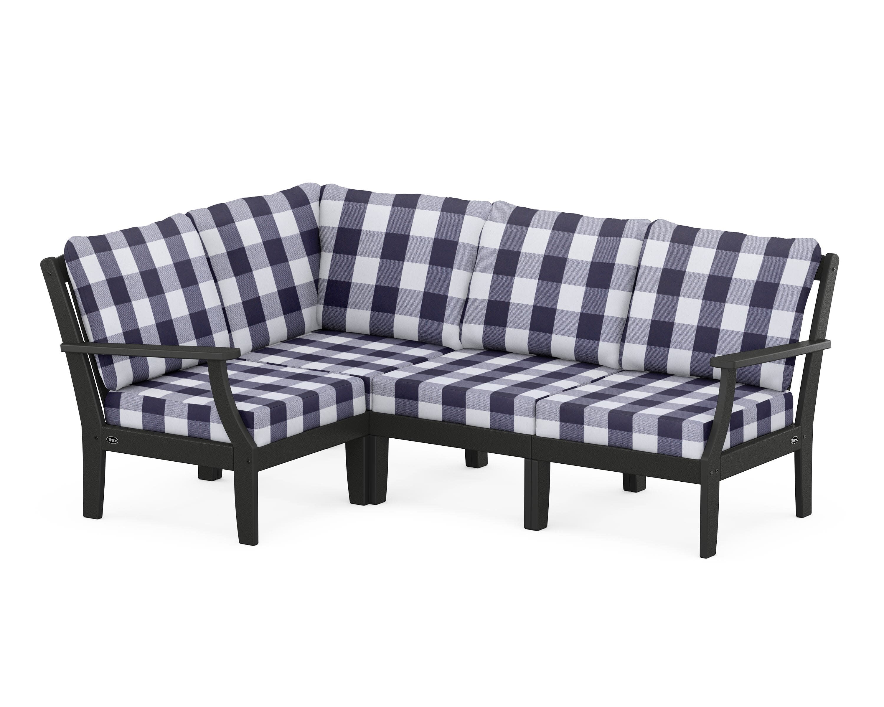 Yacht Club Modular 4-Piece Deep Seating Set in Charcoal Black / Buffalo Plaid Navy