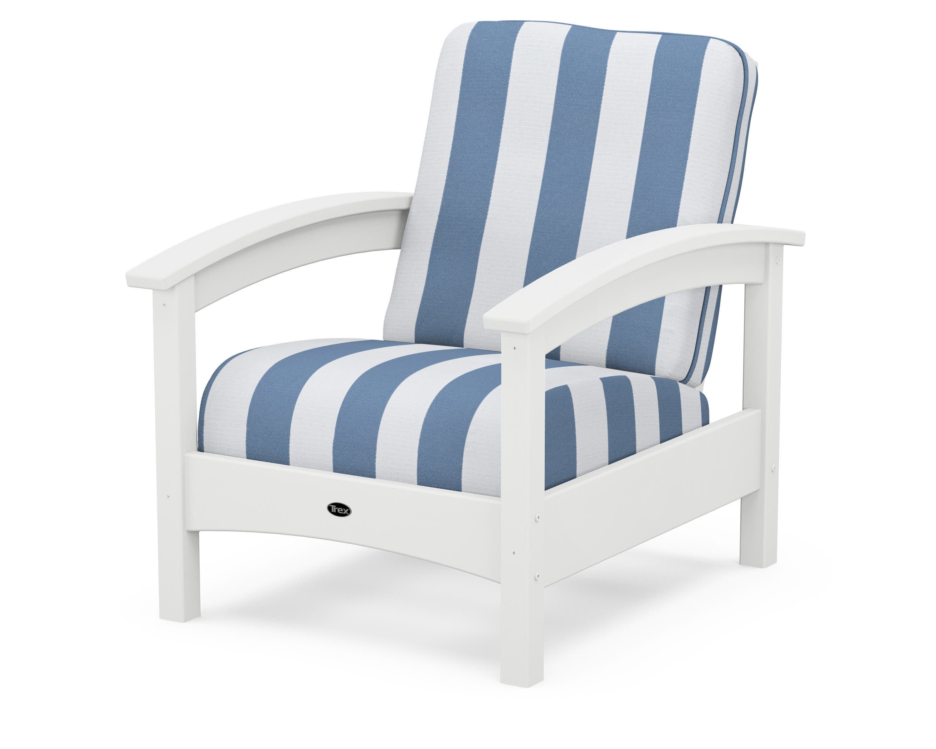 Rockport Club Chair in Classic White / Cabana Stripe Sky Blue