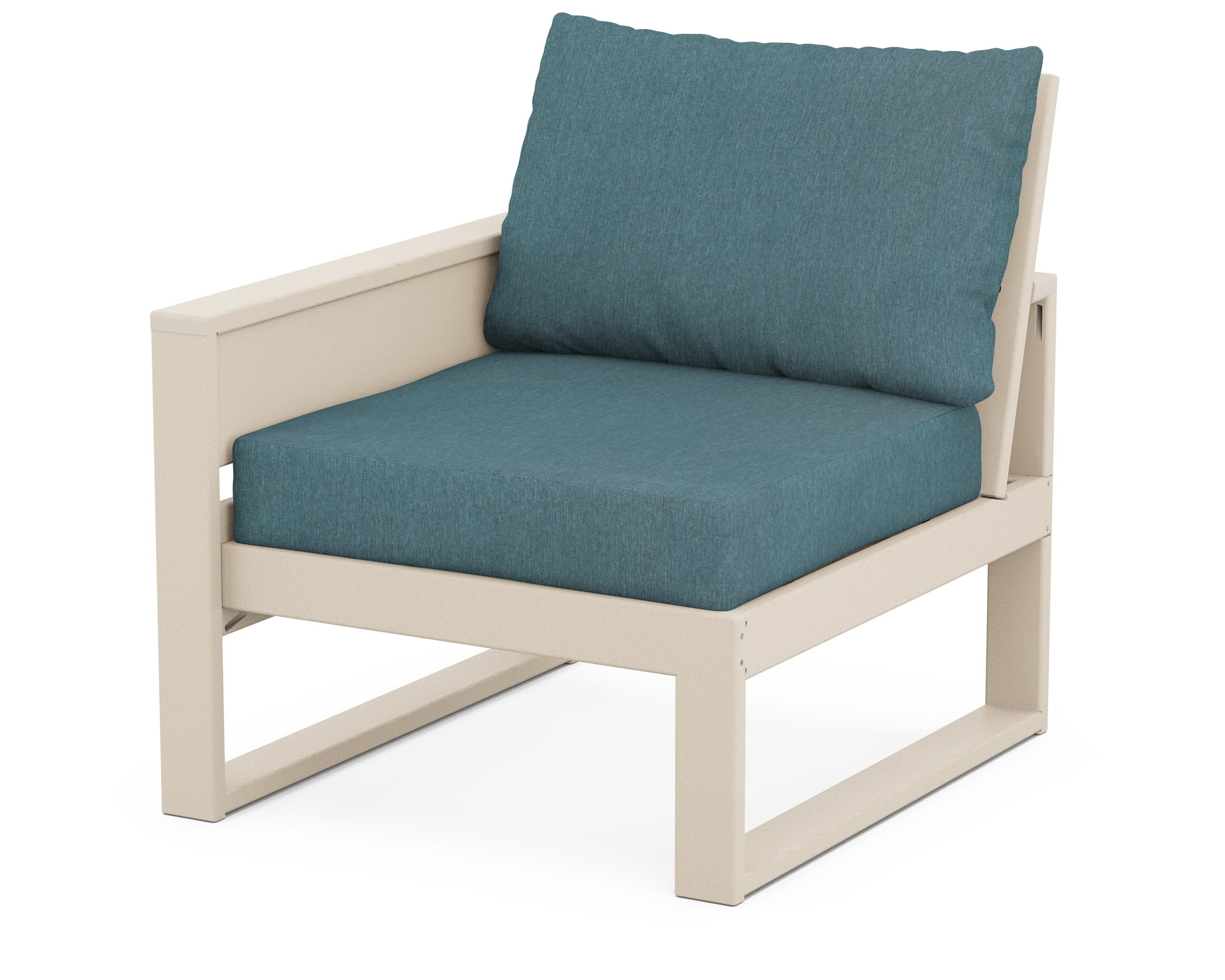 Eastport Modular Left Arm Chair in Sand Castle / Ocean Teal