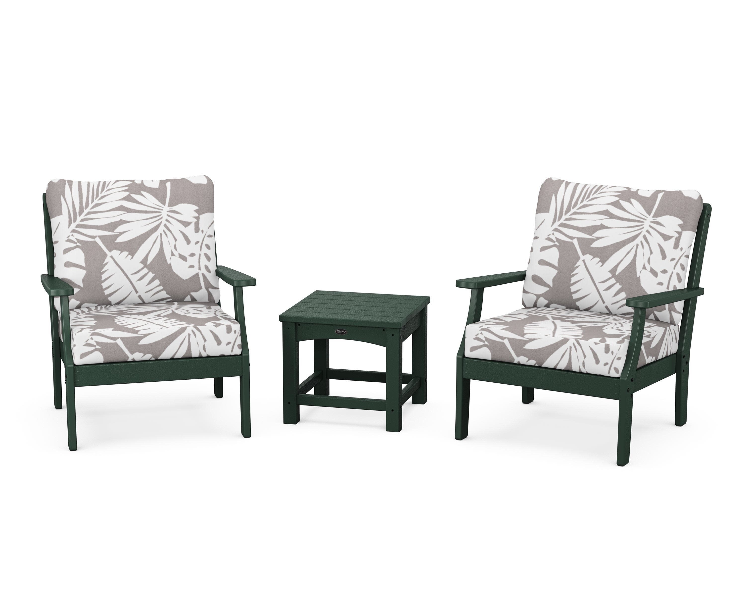 Yacht Club 3-Piece Deep Seating Set in Rainforest Canopy / Leaf Grey Mist