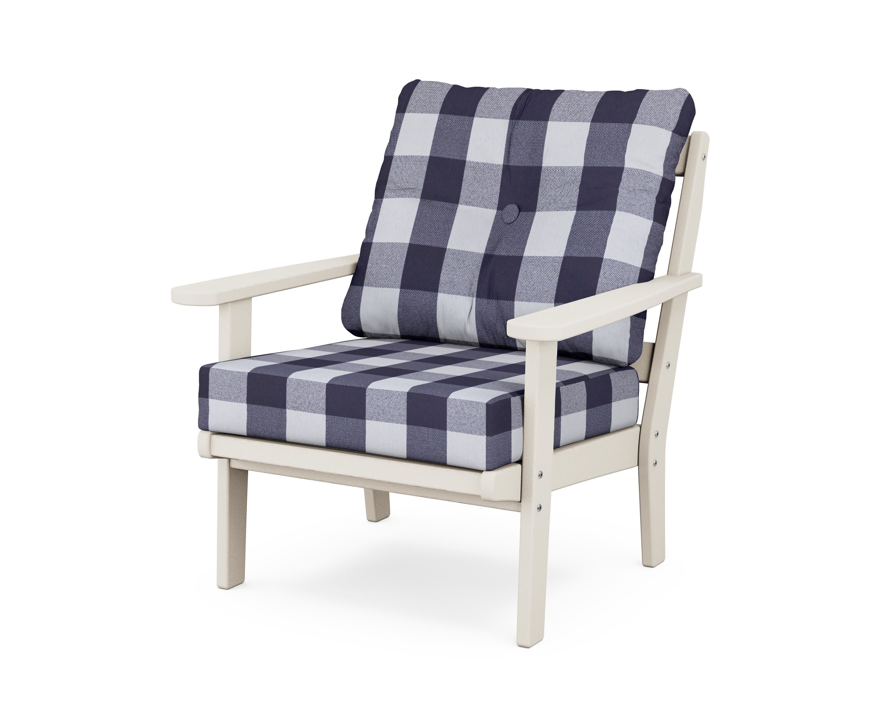 Cape Cod Deep Seating Chair in Sand Castle / Buffalo Plaid Navy