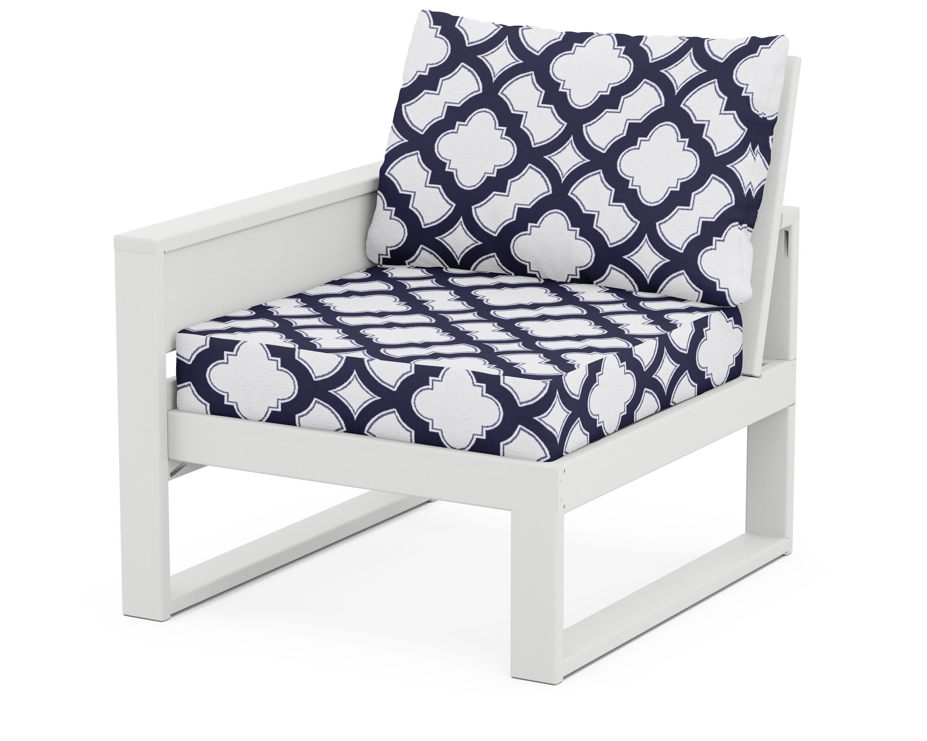 Eastport Modular Left Arm Chair in Classic White / Trellis Navy