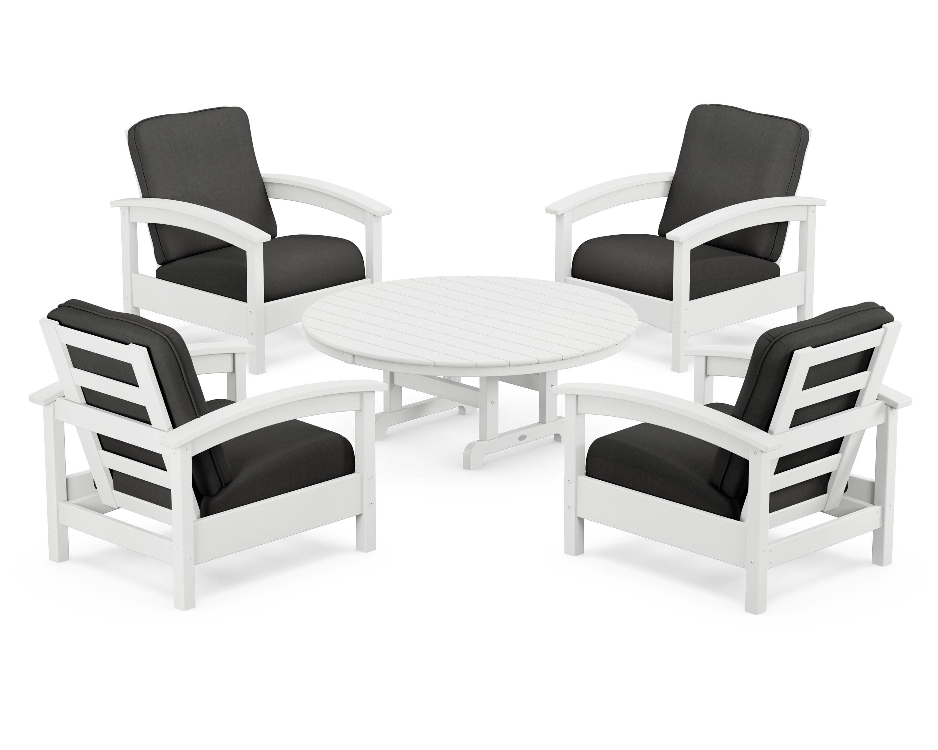 Rockport 5-Piece Deep Seating Set in Classic White / Spectrum Carbon