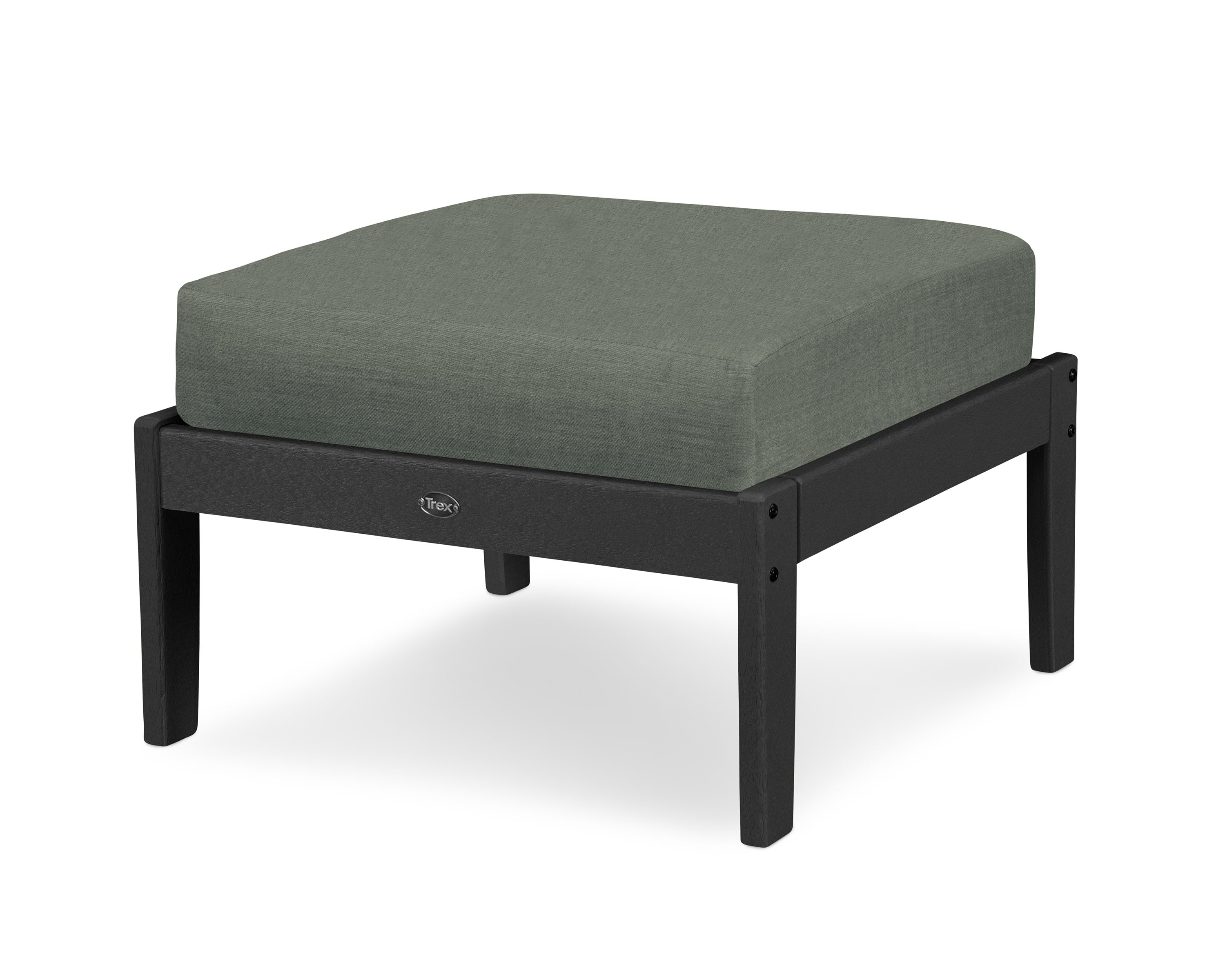 Yacht Club Deep Seating Ottoman in Charcoal Black / Cast Sage